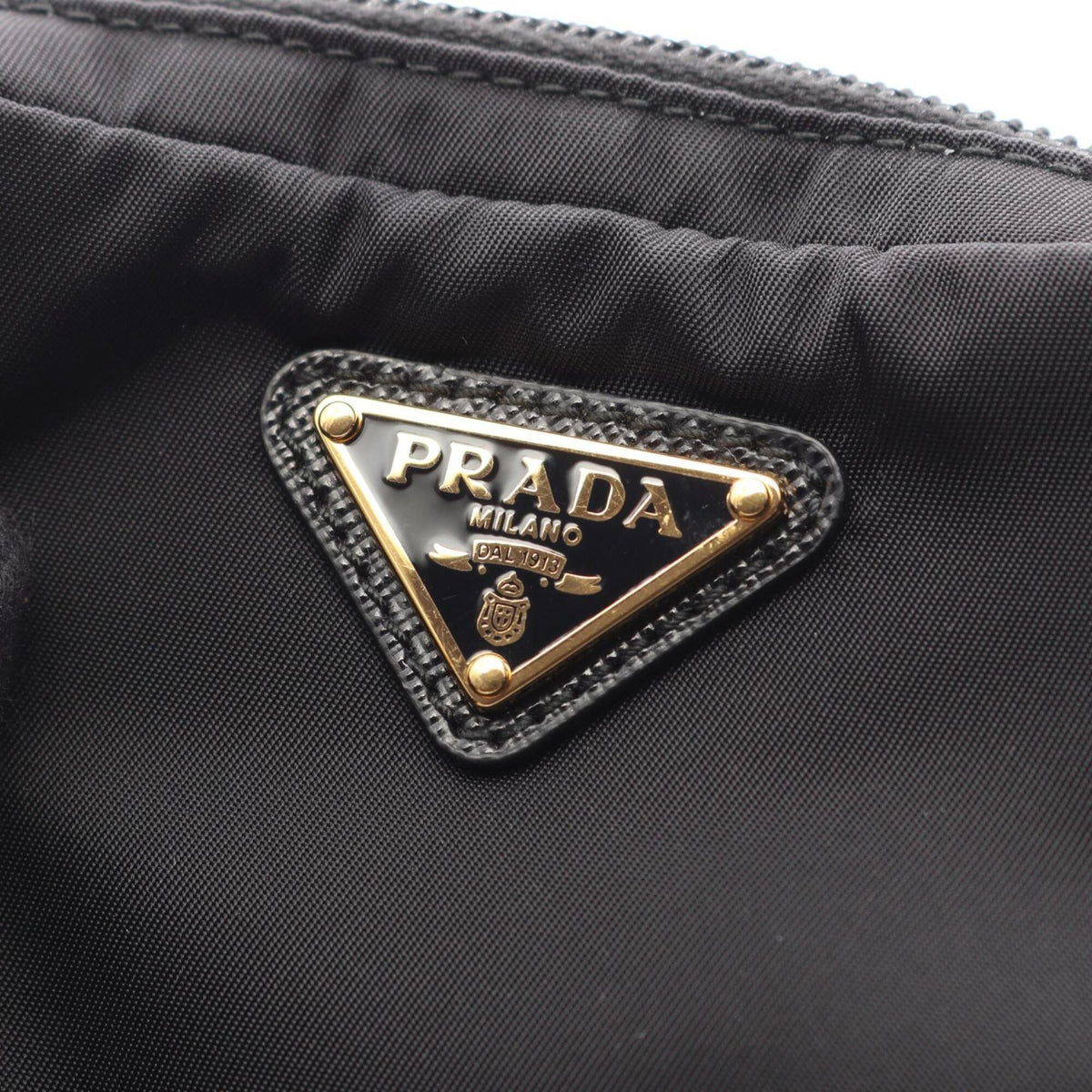 Prada Black Nylon Leather Handbag Pouch (Pre-Owned)