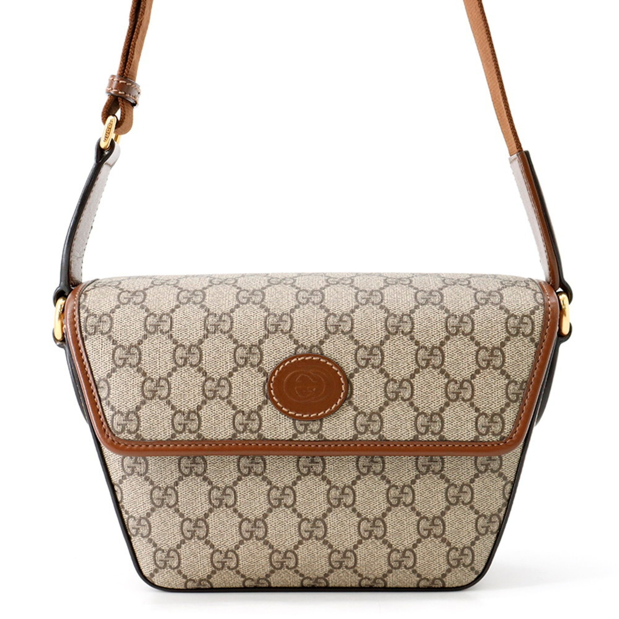 Gucci Beige Brown Gg Supreme Leather Handbag Shoulder Bag (Pre-Owned)