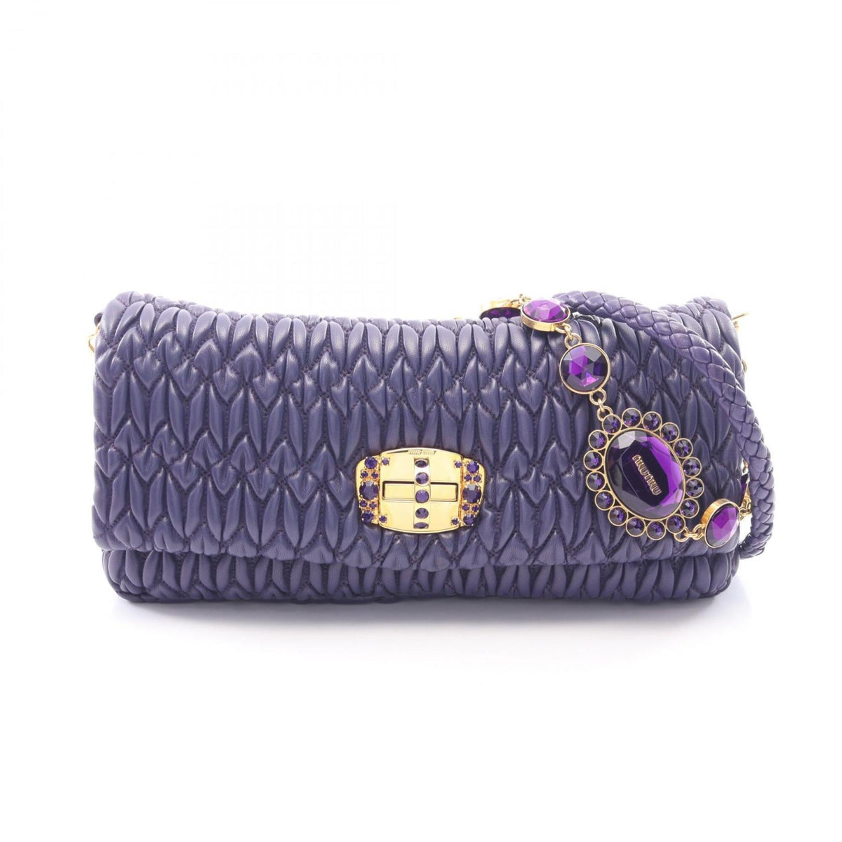 Miu Miu Matelasse Purple Leather Handbag Shoulder Bag (Pre-Owned)
