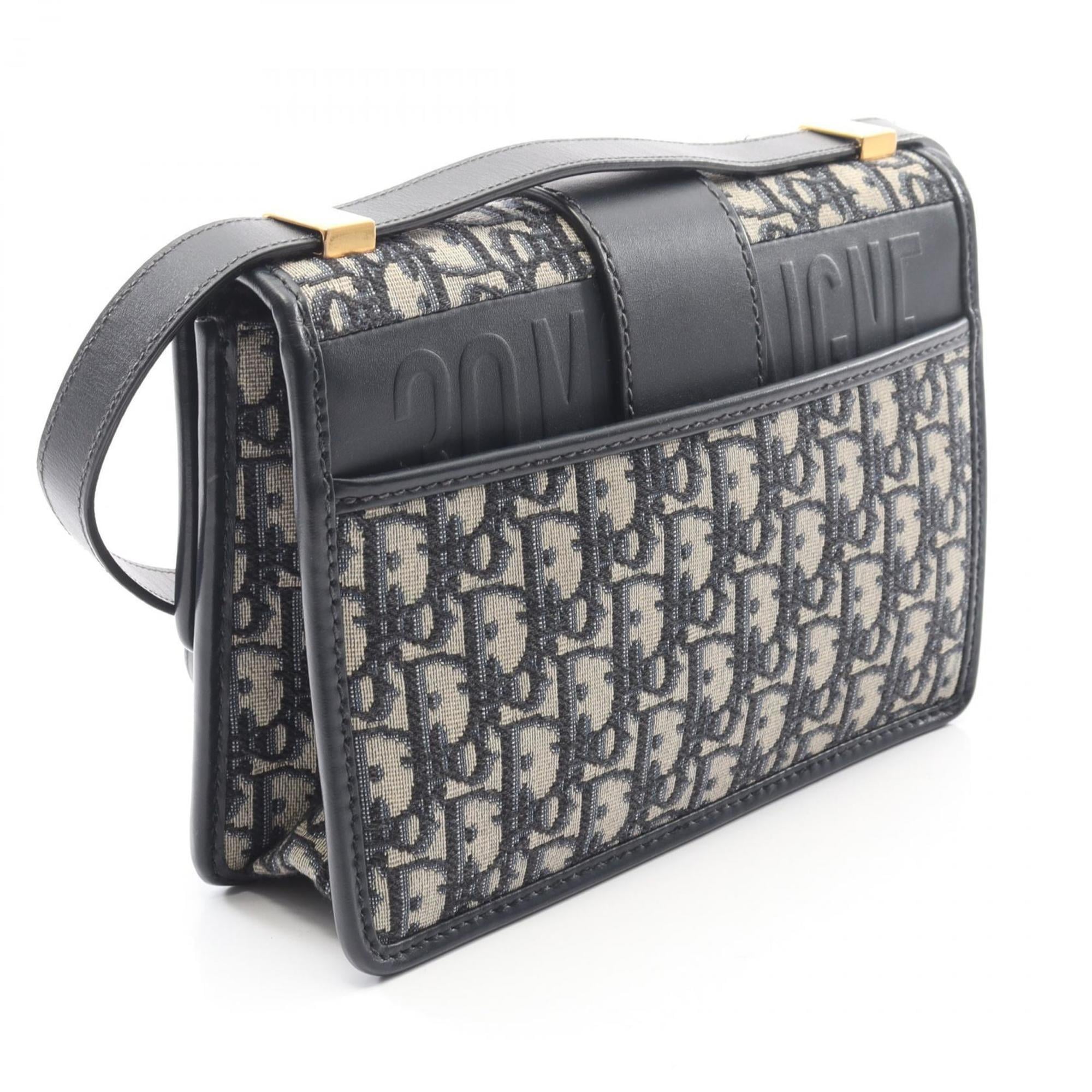 Christian Dior Beige Navy Canvas Leather Handbag Shoulder Bag (Pre-Owned)