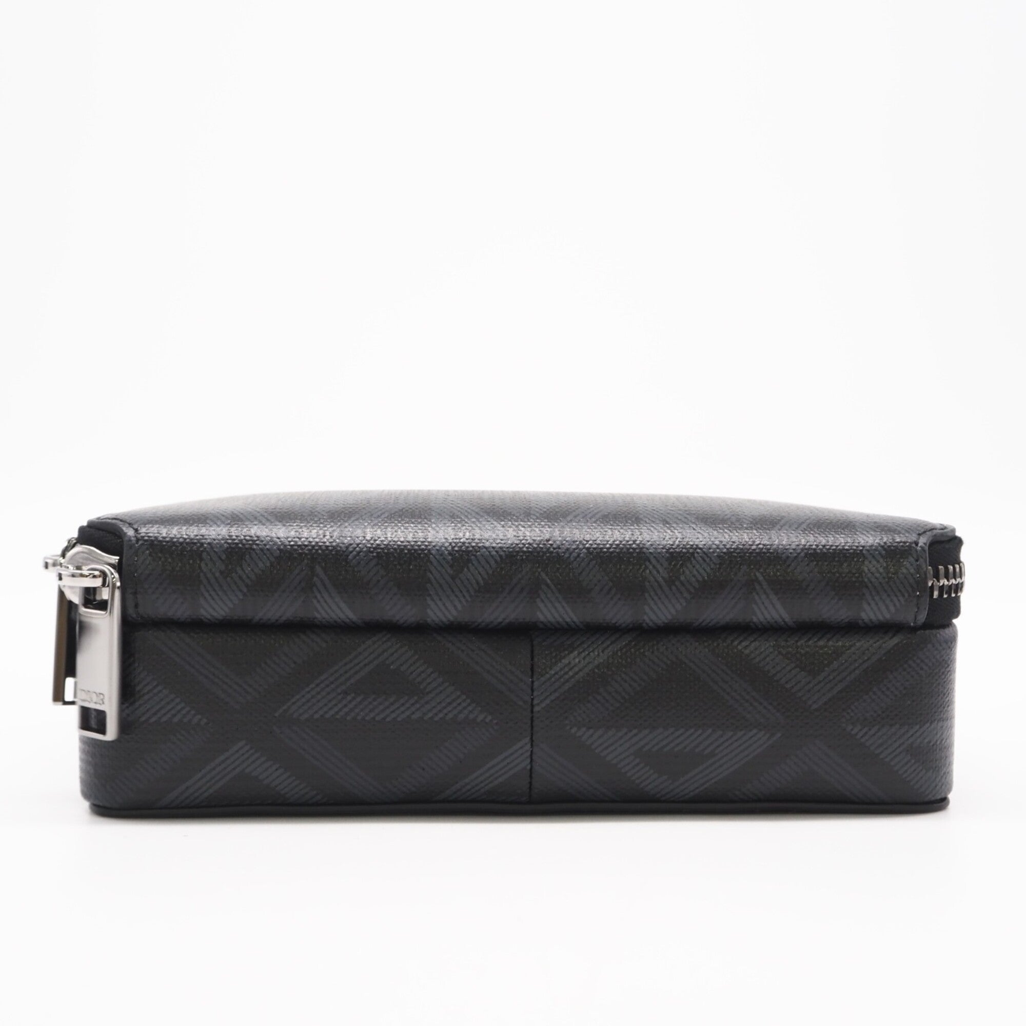 Christian Dior Black Gray Coated Canvas Leather Shoulder Bag (Pre-Owned)