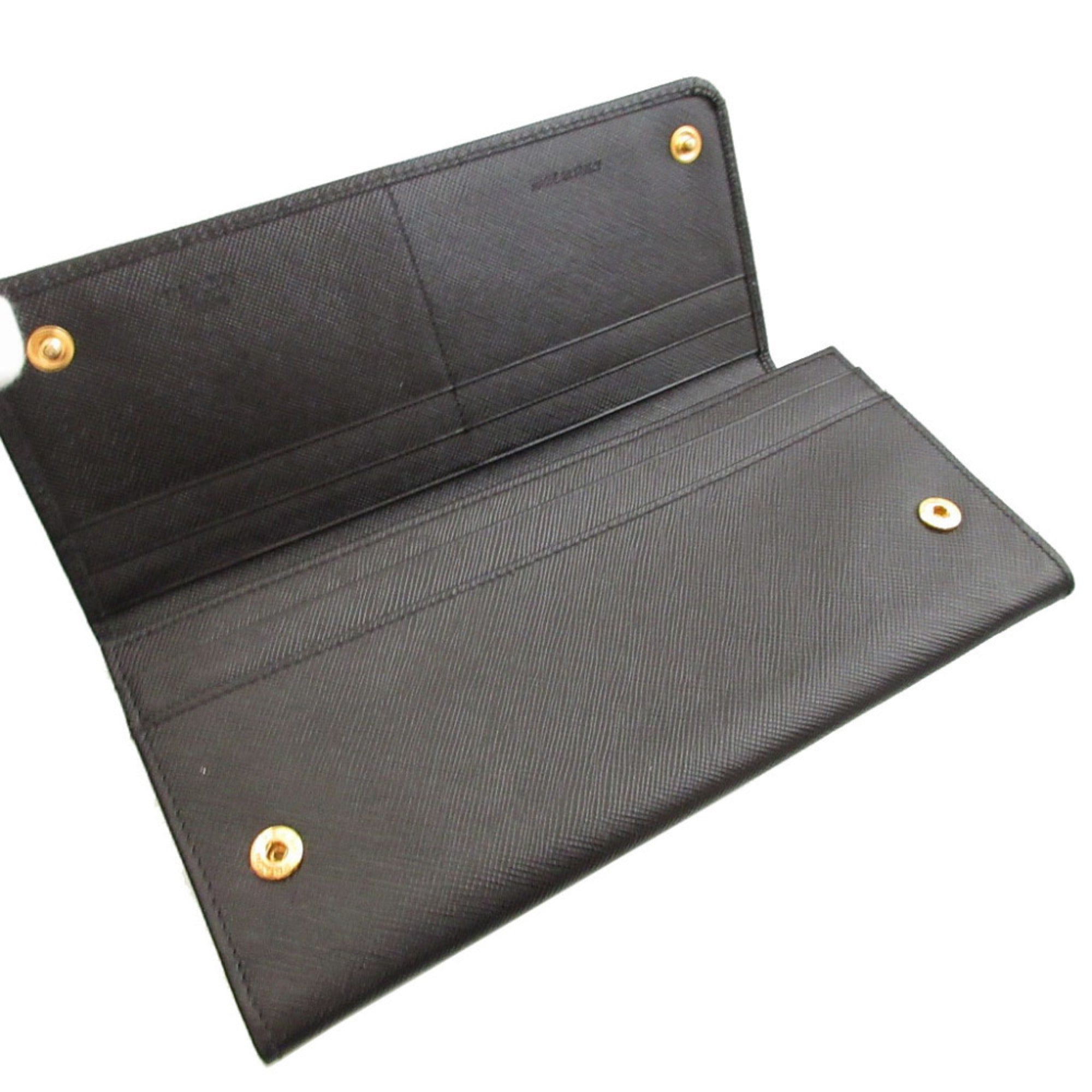 Prada Black Saffiano Triangle Long Wallet (Bi-Fold) (Pre-Owned)