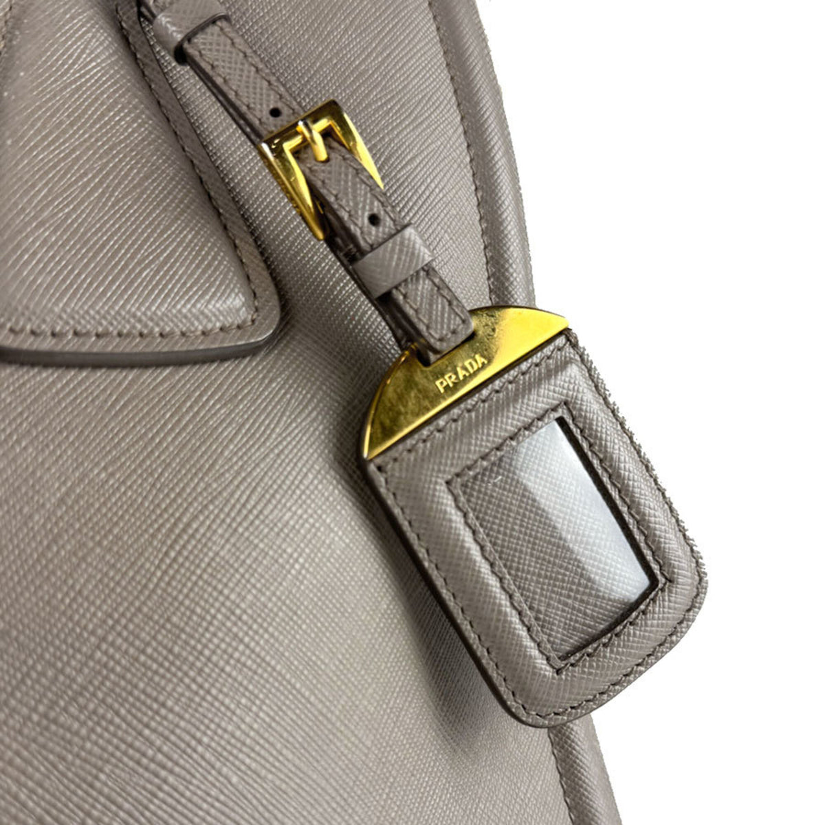 Prada Gray Leather Handbag Shoulder Bag (Pre-Owned)