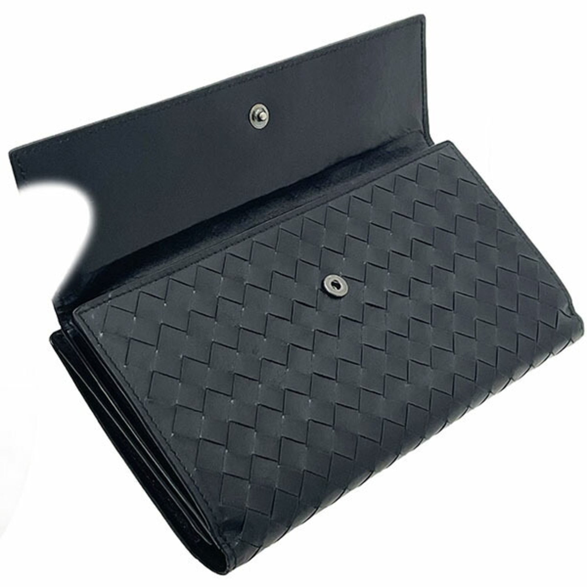 Bottega Veneta Black Leather Long Wallet (Bi-Fold) (Pre-Owned)