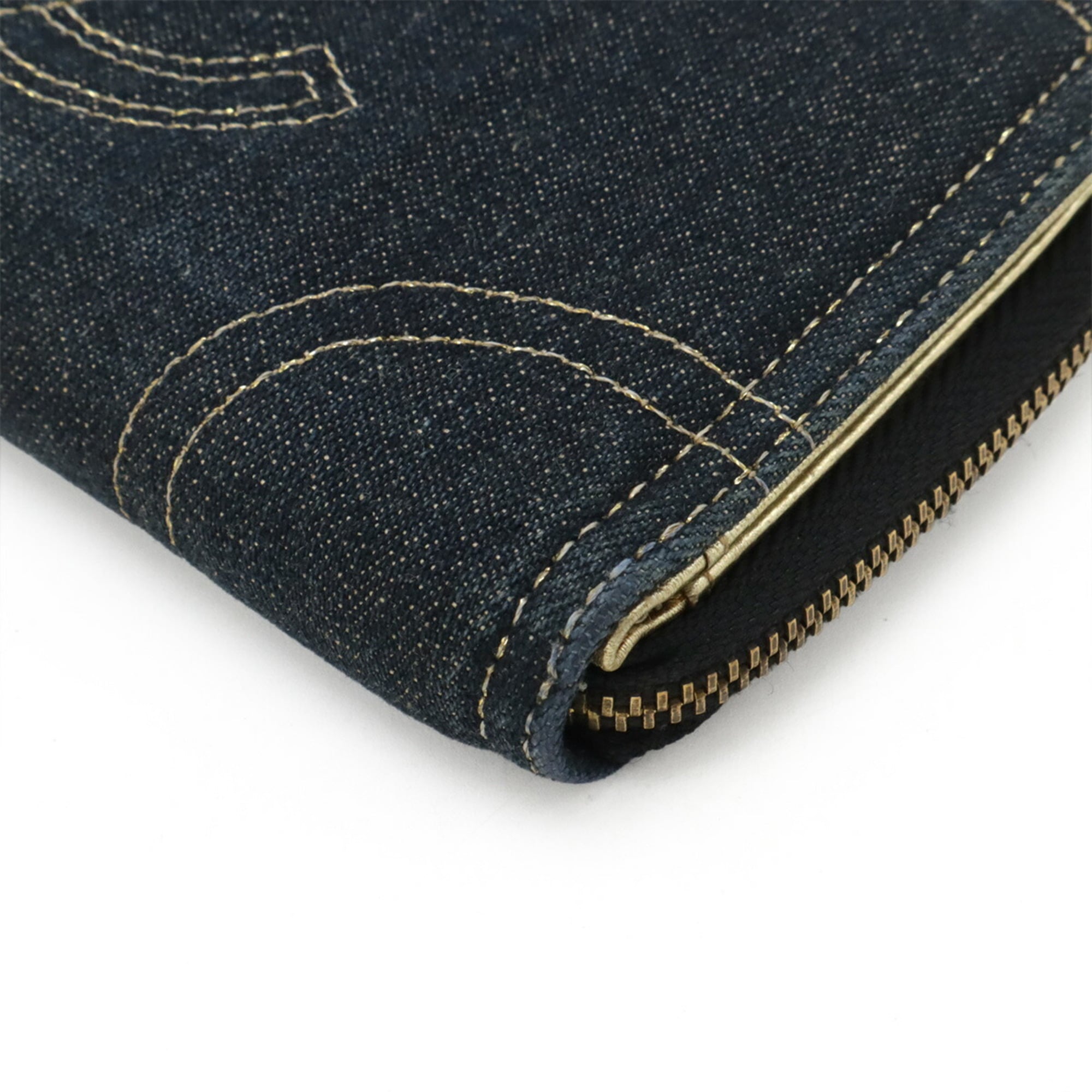 Chanel Denim Leather Long Wallet (Bi-Fold) (Pre-Owned)