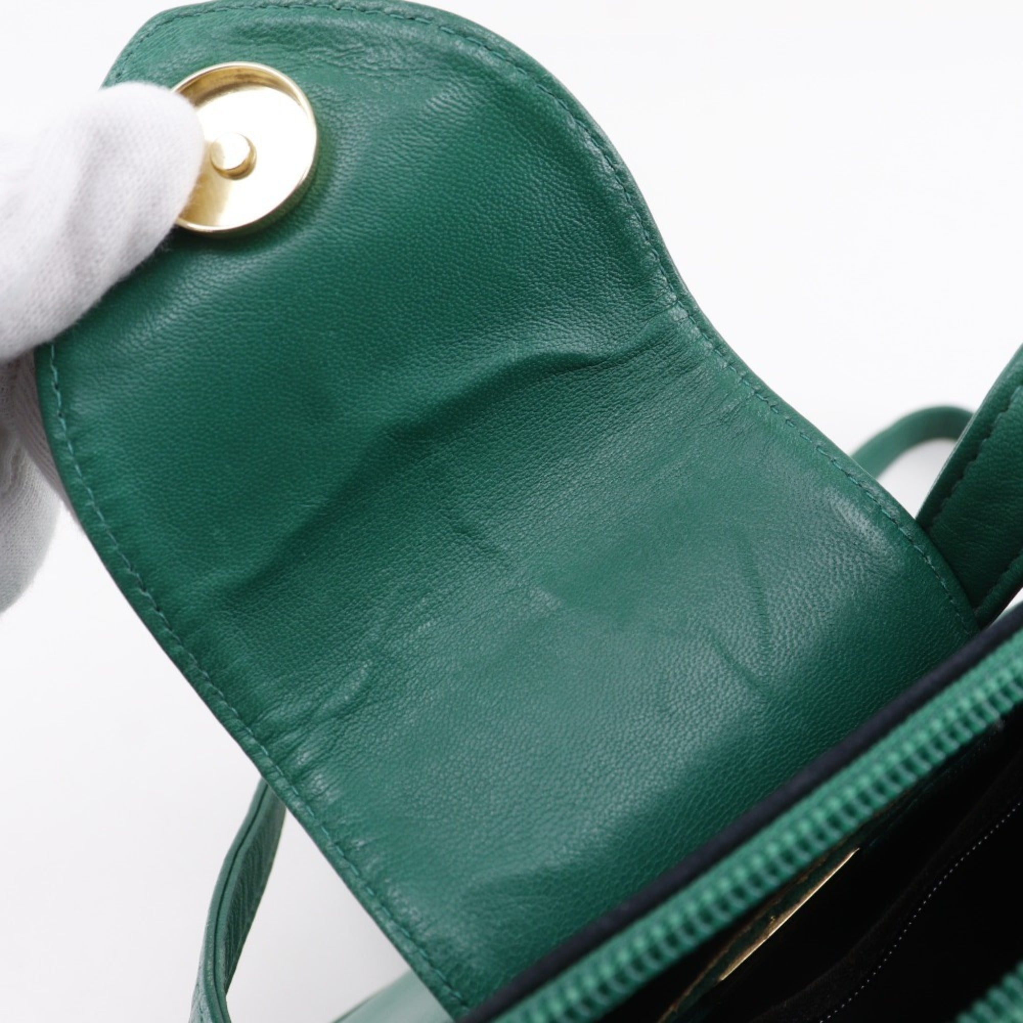 Bally Black Green Leather Tote Bag (Pre-Owned)