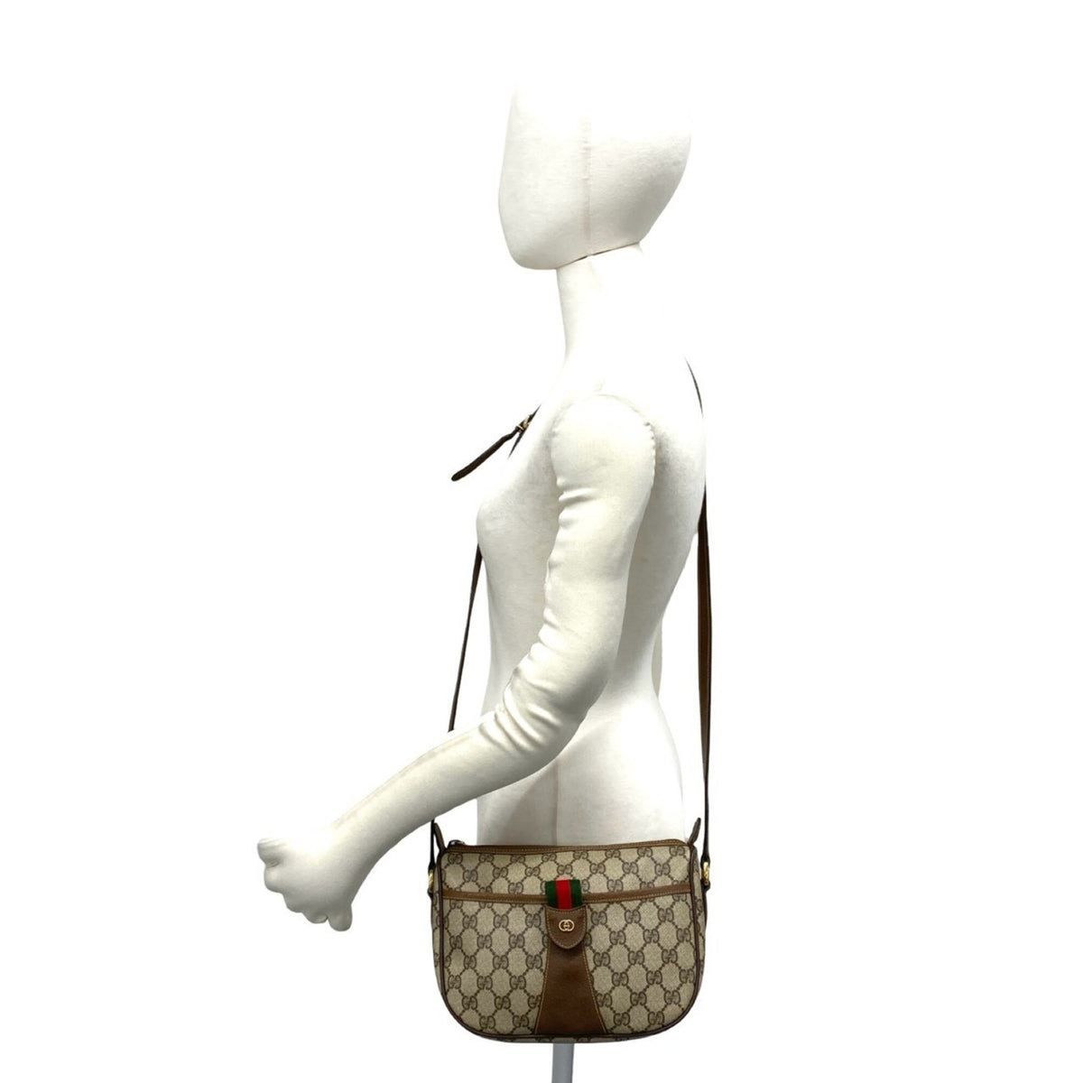 Gucci Brown Green Red Color Leather Pvc Pochette Shoulder Bag (Pre-Owned)