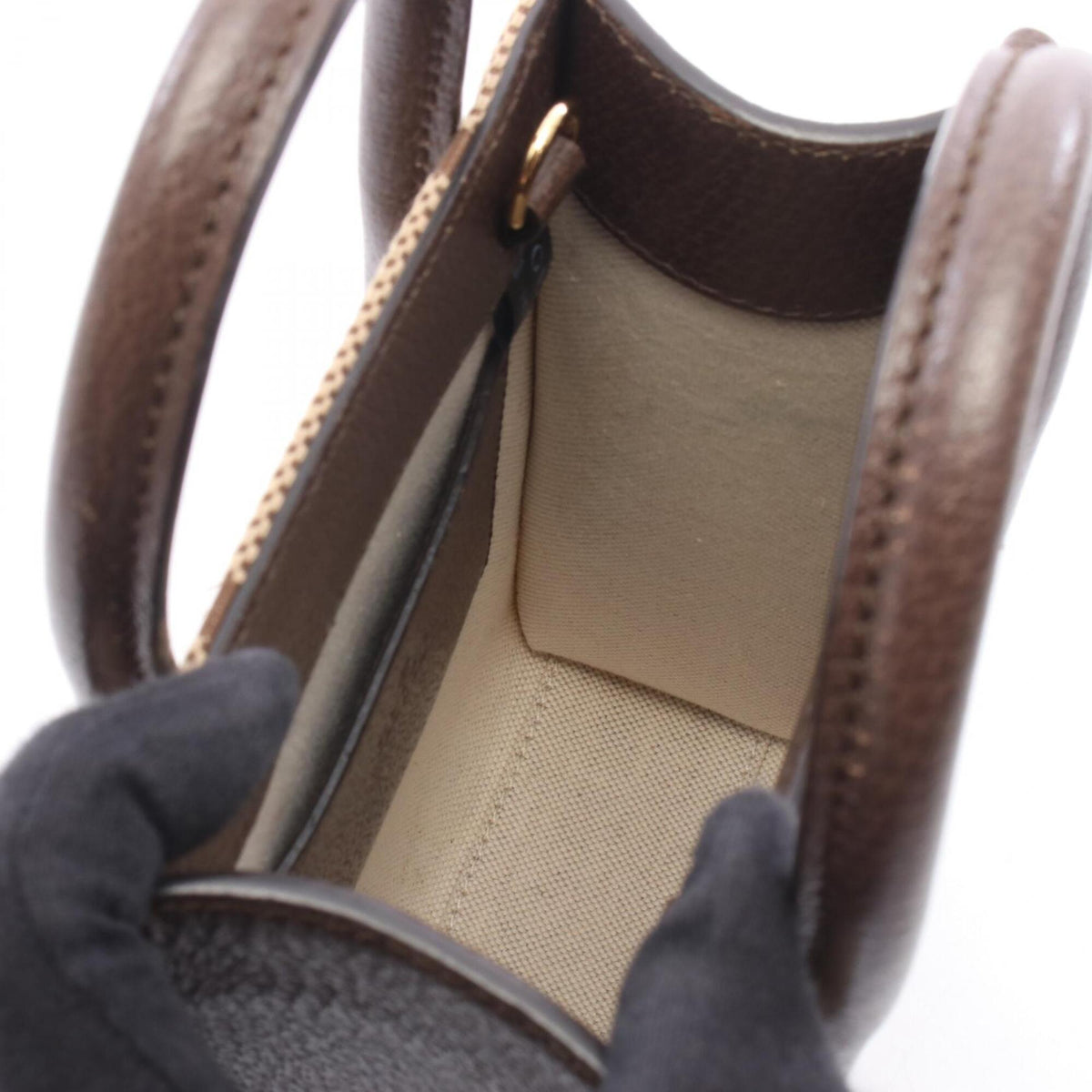 Gucci Beige Brown Leather Handbag Tote Bag (Pre-Owned)