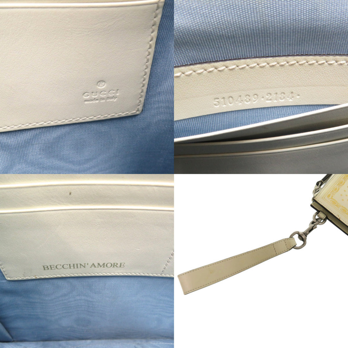 Gucci Gold Ivory Leather Clutch Bag (Pre-Owned)