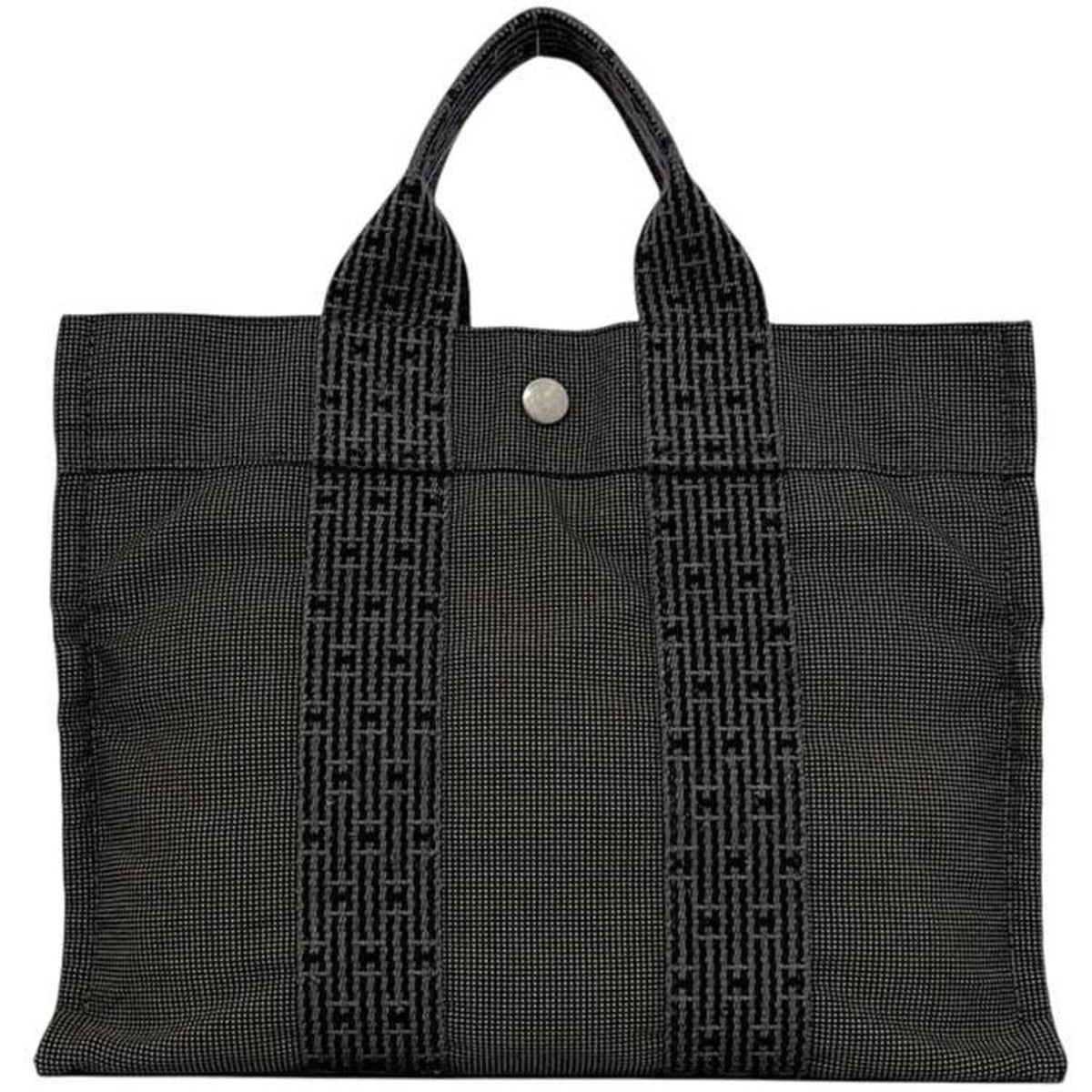 Hermes Gray Canvas Handbag Tote Bag (Pre-Owned)