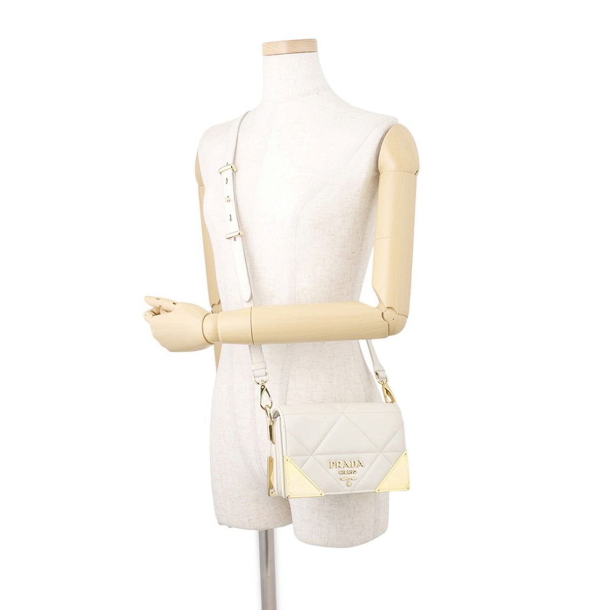 Prada White Leather Handbag Shoulder Bag (Pre-Owned)