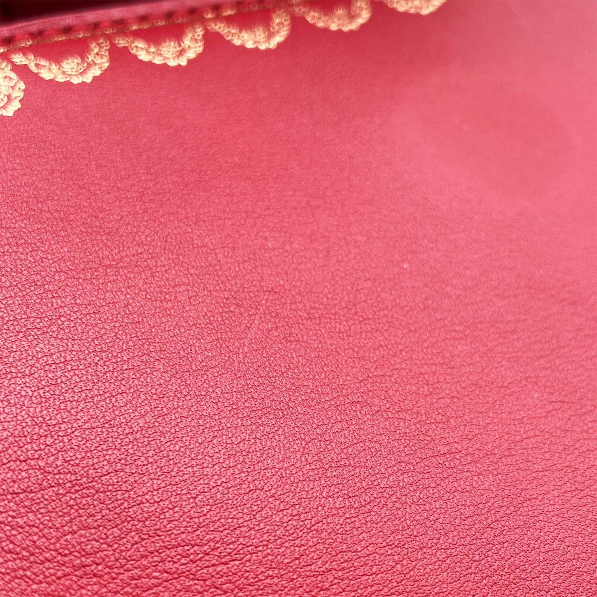 Cartier Gold Red Color Leather Handbag Shoulder Bag (Pre-Owned)