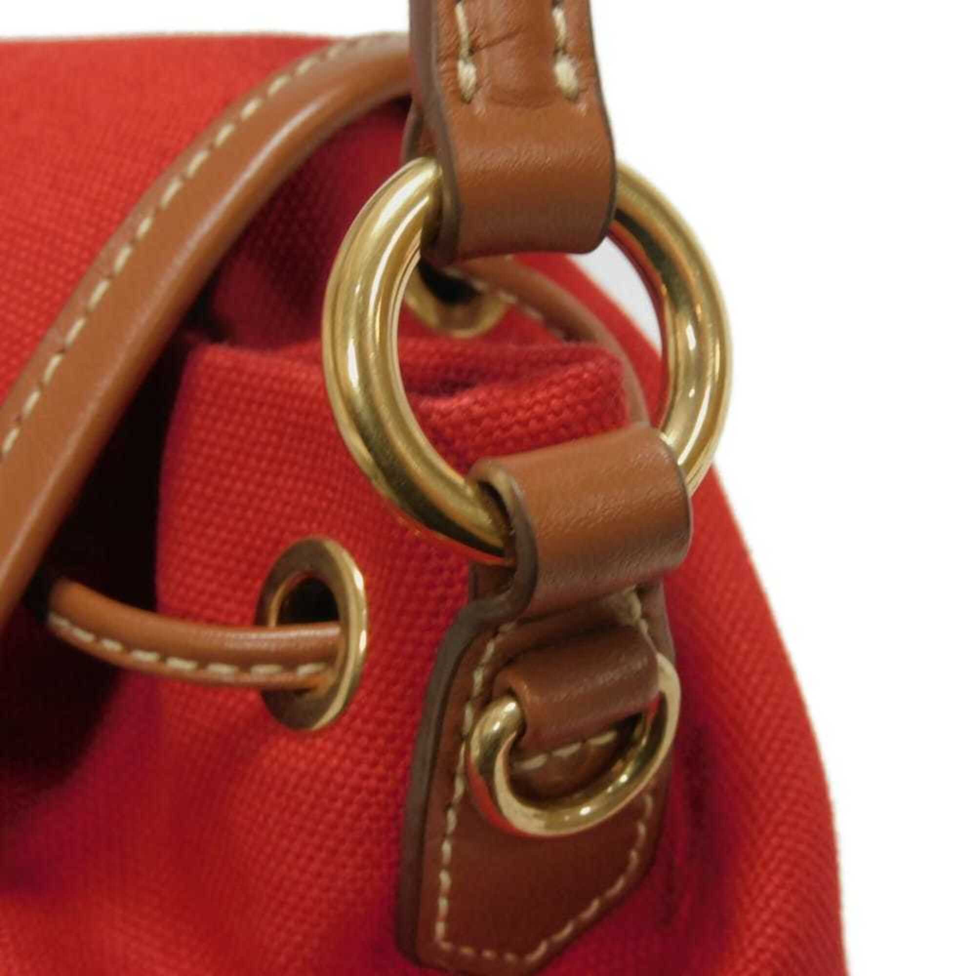 Miu Miu Red Color Cotton Canvas Backpack (Pre-Owned)