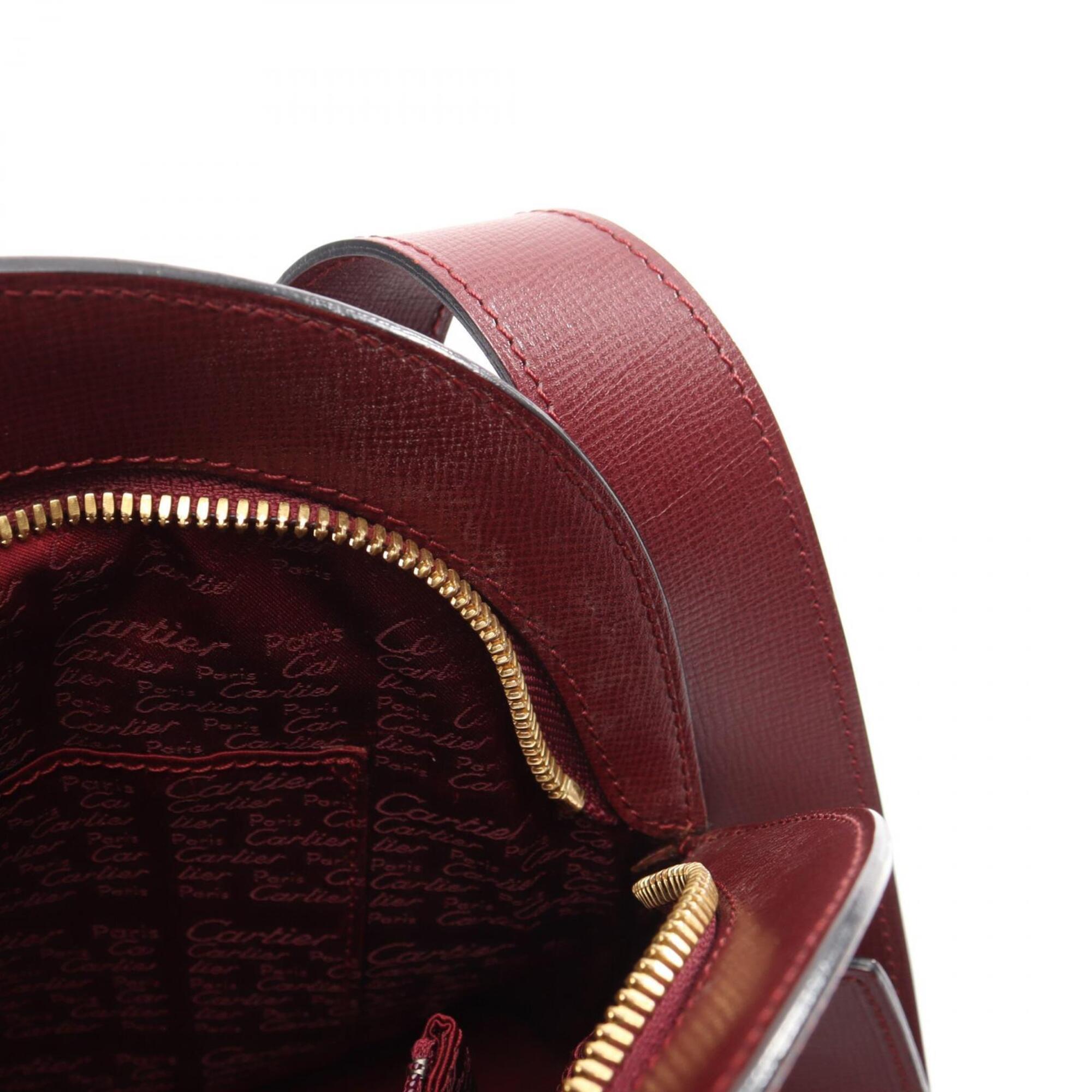 Cartier Bordeaux Leather Handbag Shoulder Bag (Pre-Owned)