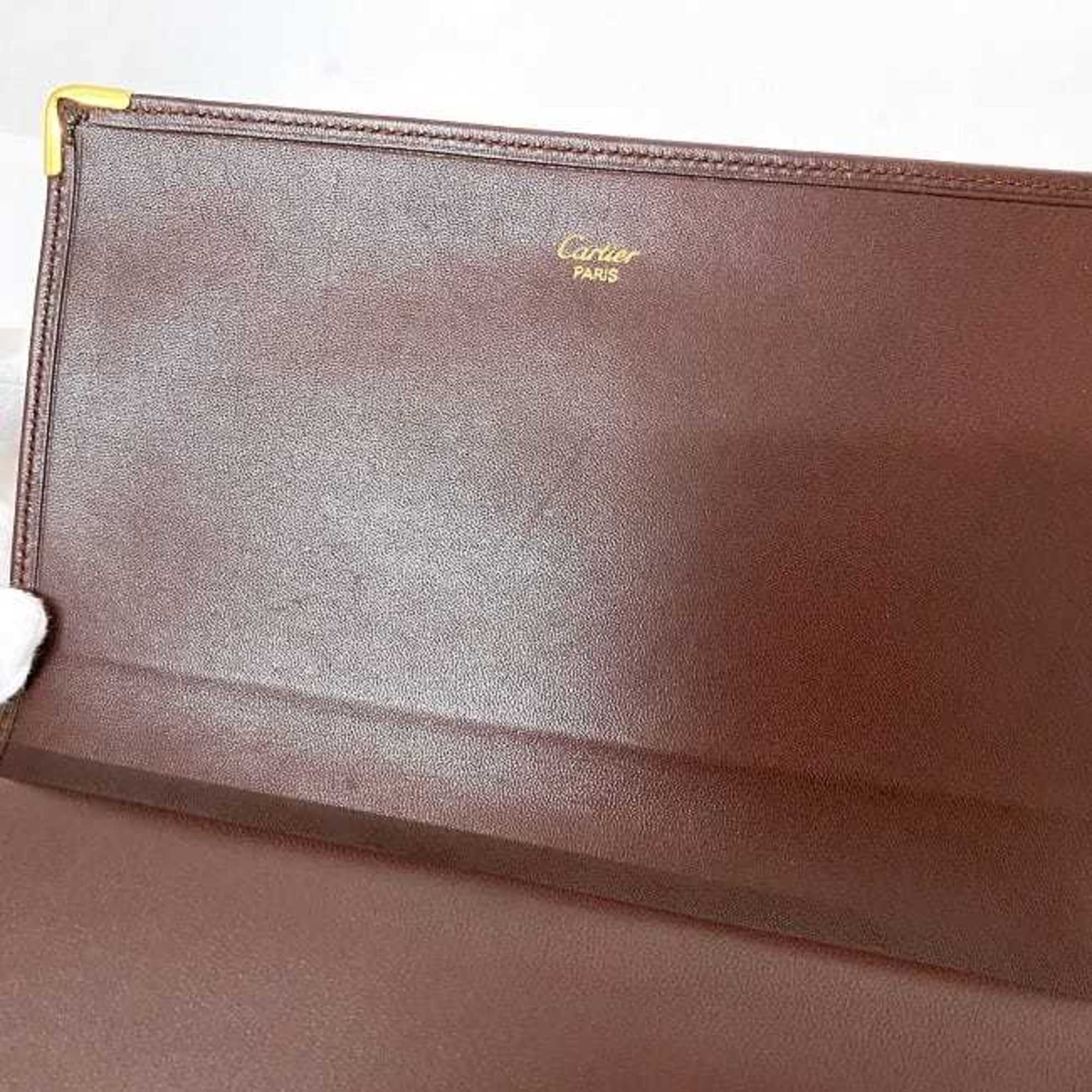 Cartier Bordeaux Leather Long Wallet (Bi-Fold) (Pre-Owned)