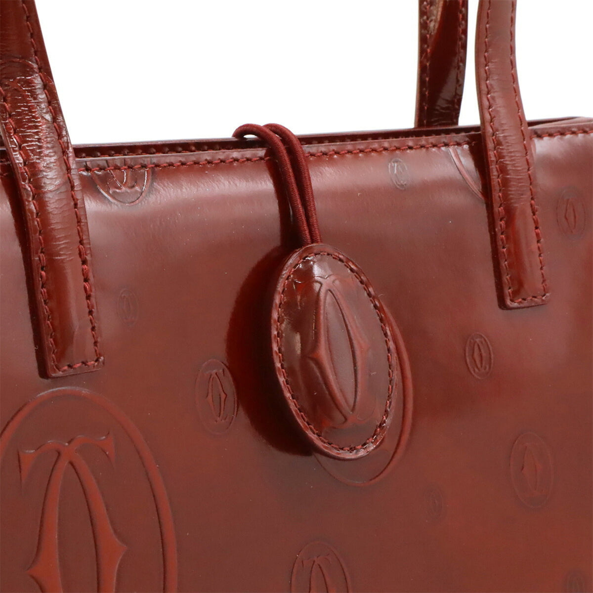 Cartier Happy Birthday Bordeaux Leather Handbag Tote Bag (Pre-Owned)