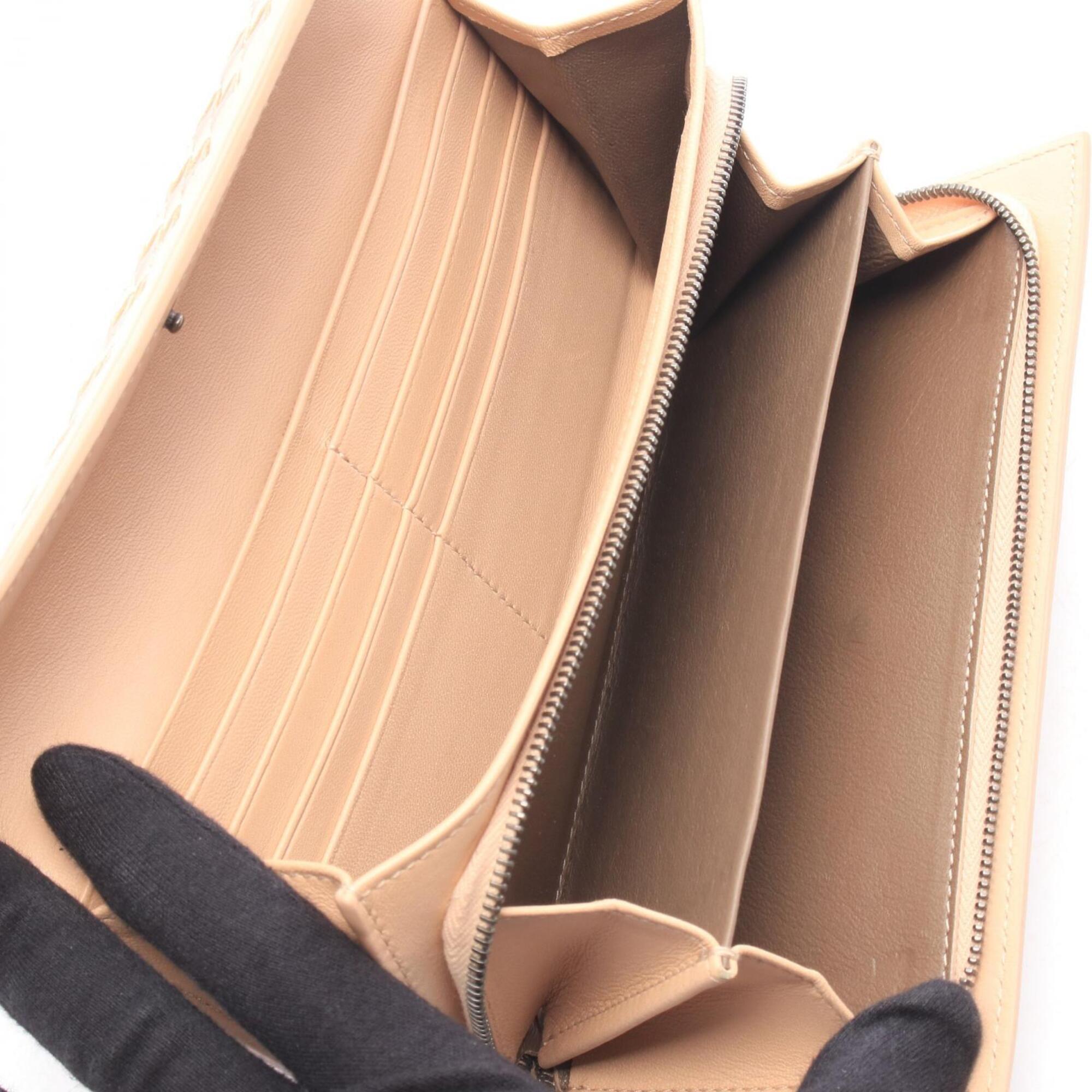Bottega Veneta Intrecciato Brown Pink Leather Long Wallet (Bi-Fold) (Pre-Owned)
