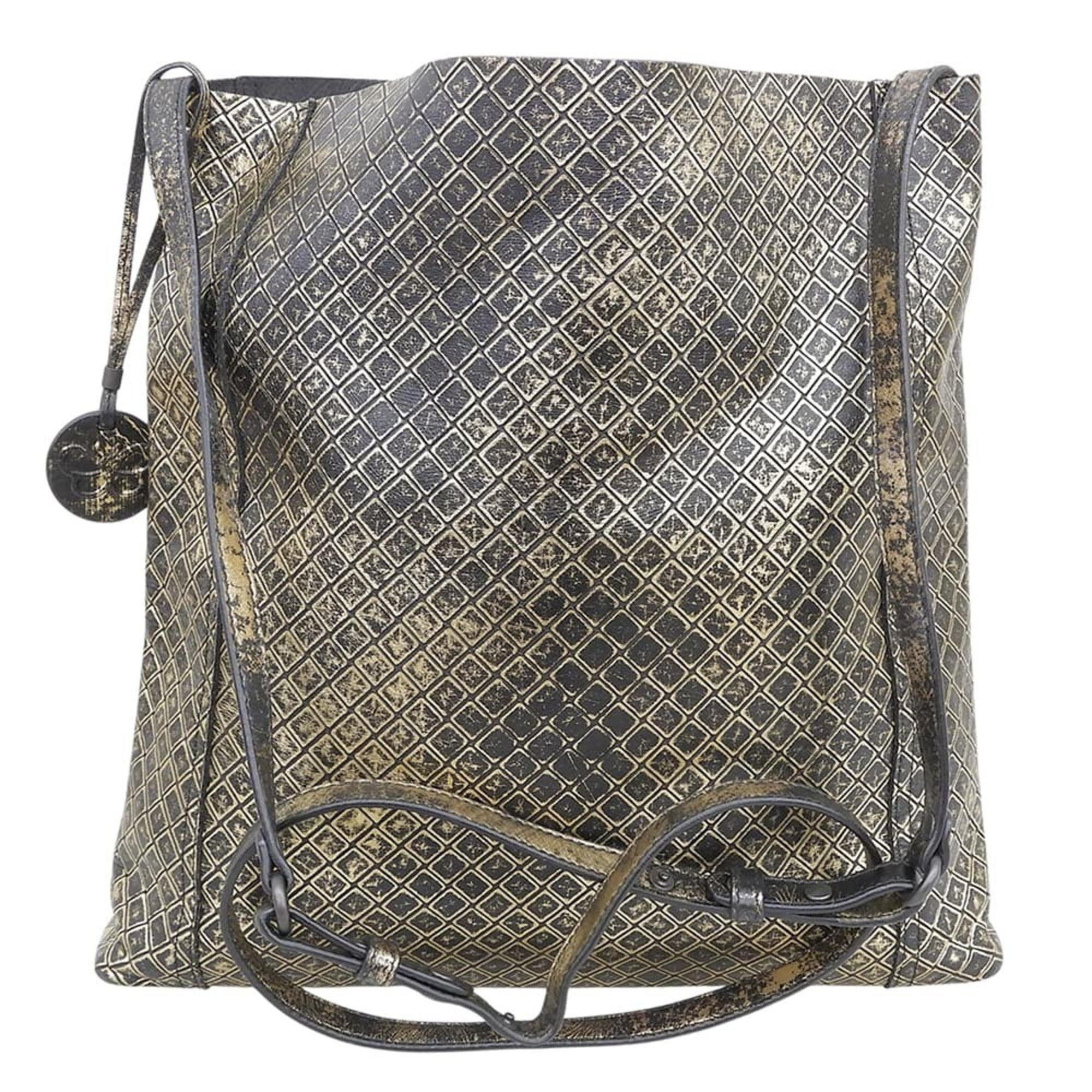 Bottega Veneta Black Gold Leather Shoulder Bag (Pre-Owned)