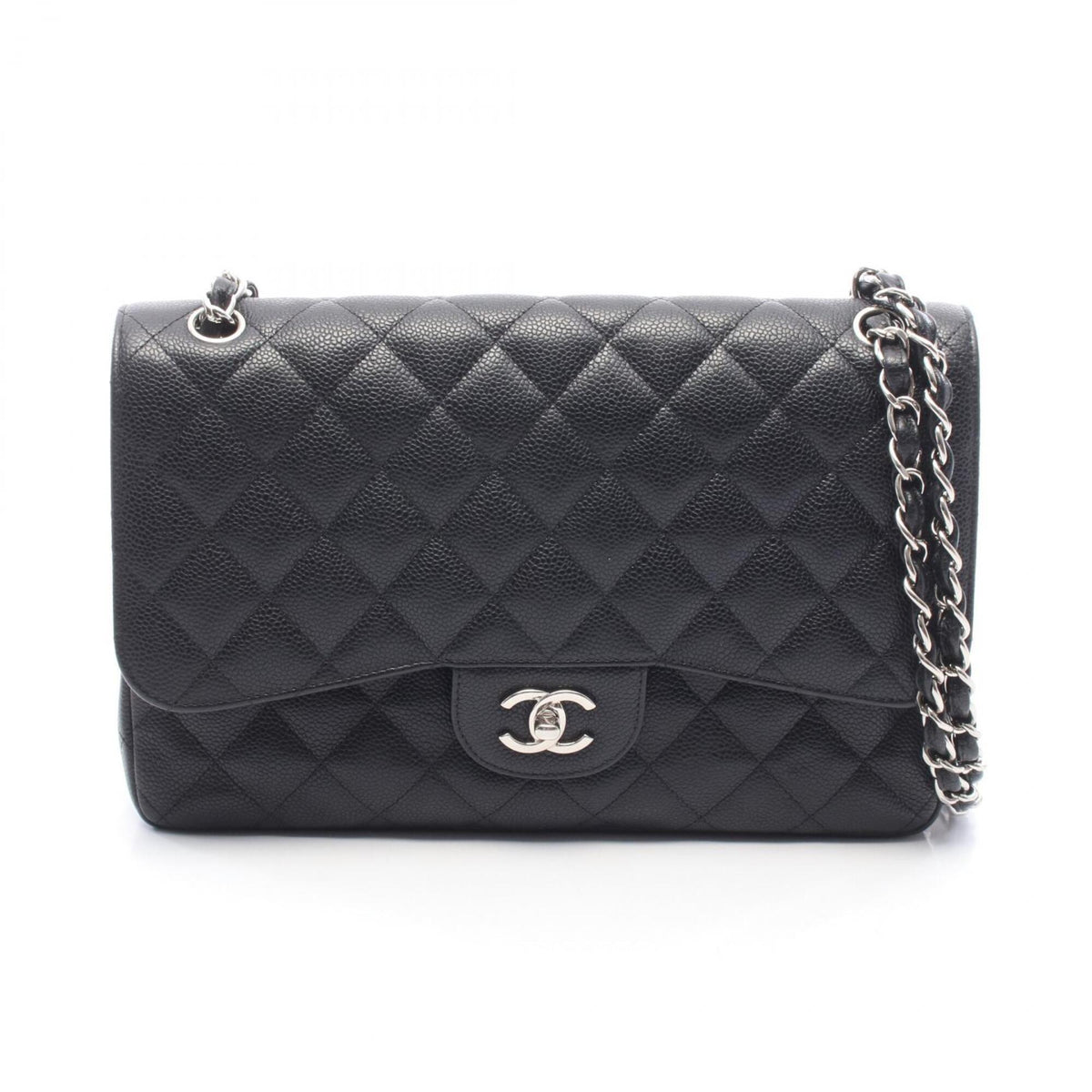 Chanel Black Grained Calfskin Handbag Shoulder Bag (Pre-Owned)