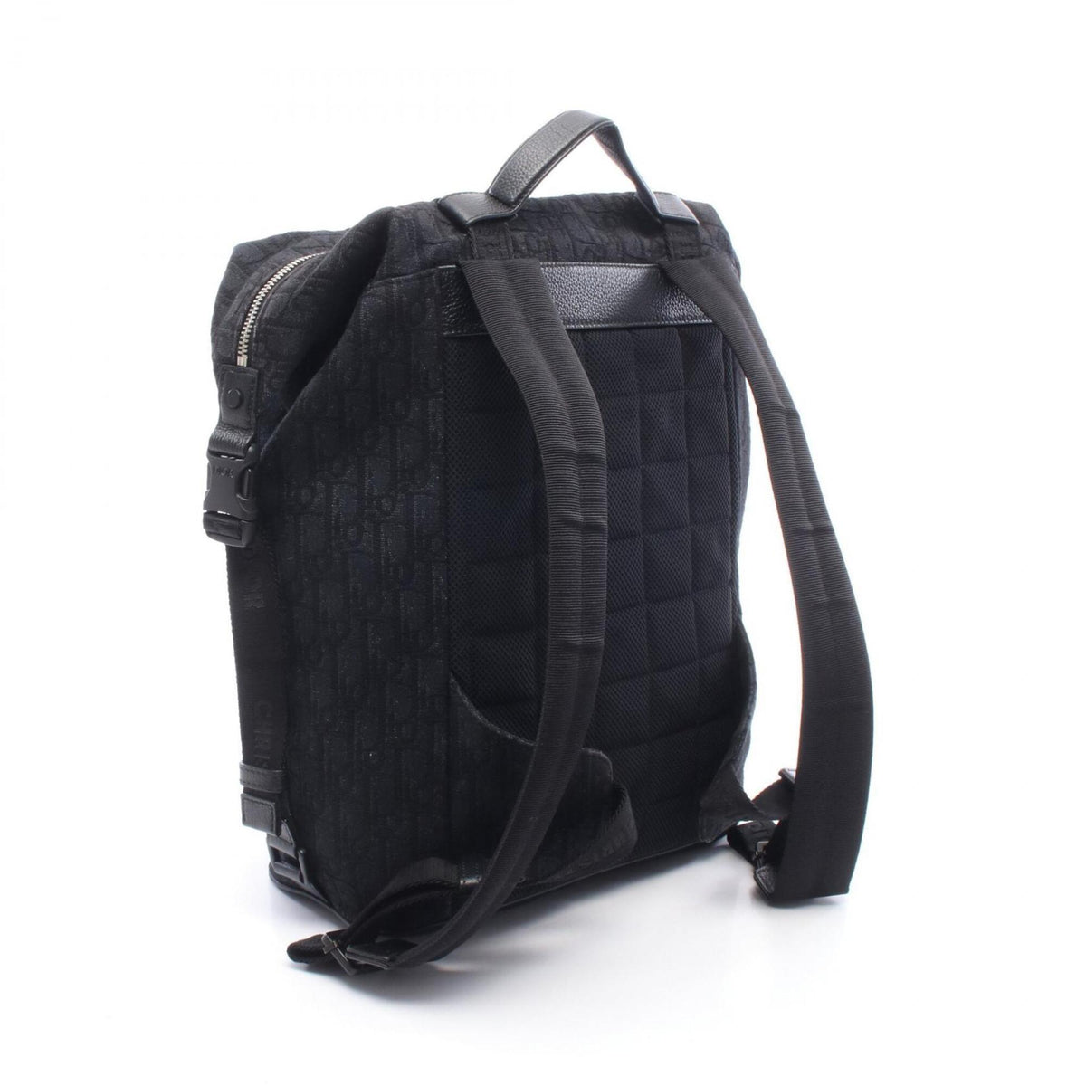 Christian Dior Black Canvas Leather Backpack Handbag (Pre-Owned)