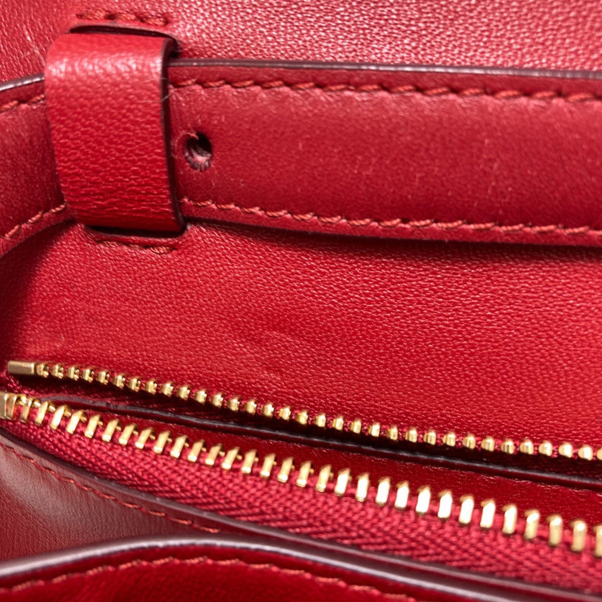 Celine Red Color Leather Shoulder Bag (Pre-Owned)