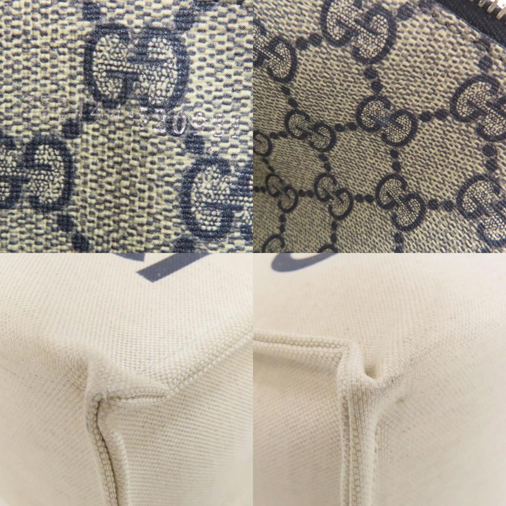 Gucci Beige Navy Canvas Handbag (Pre-Owned)