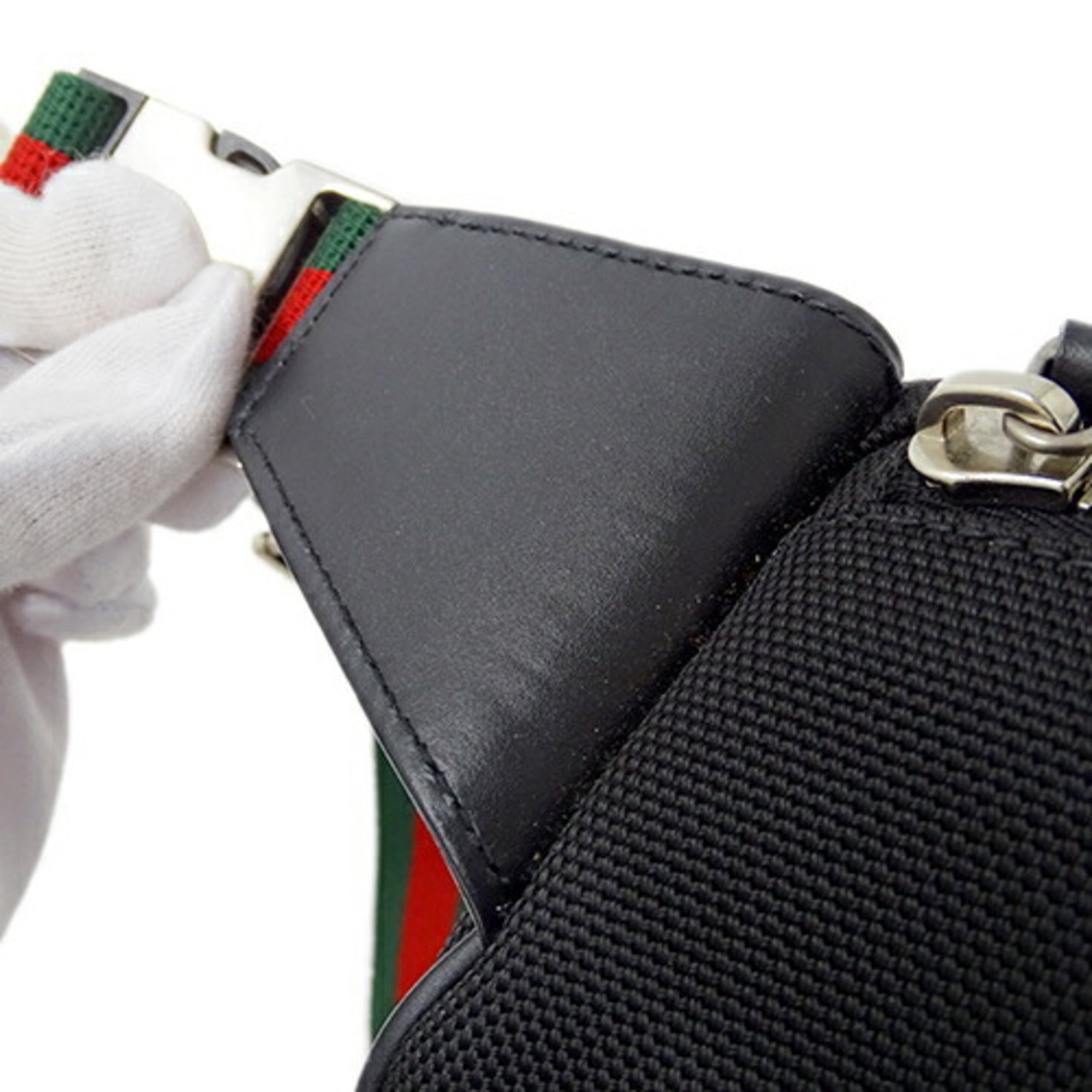 Gucci Black Canvas Shoulder Bag Sling Bag (Pre-Owned)