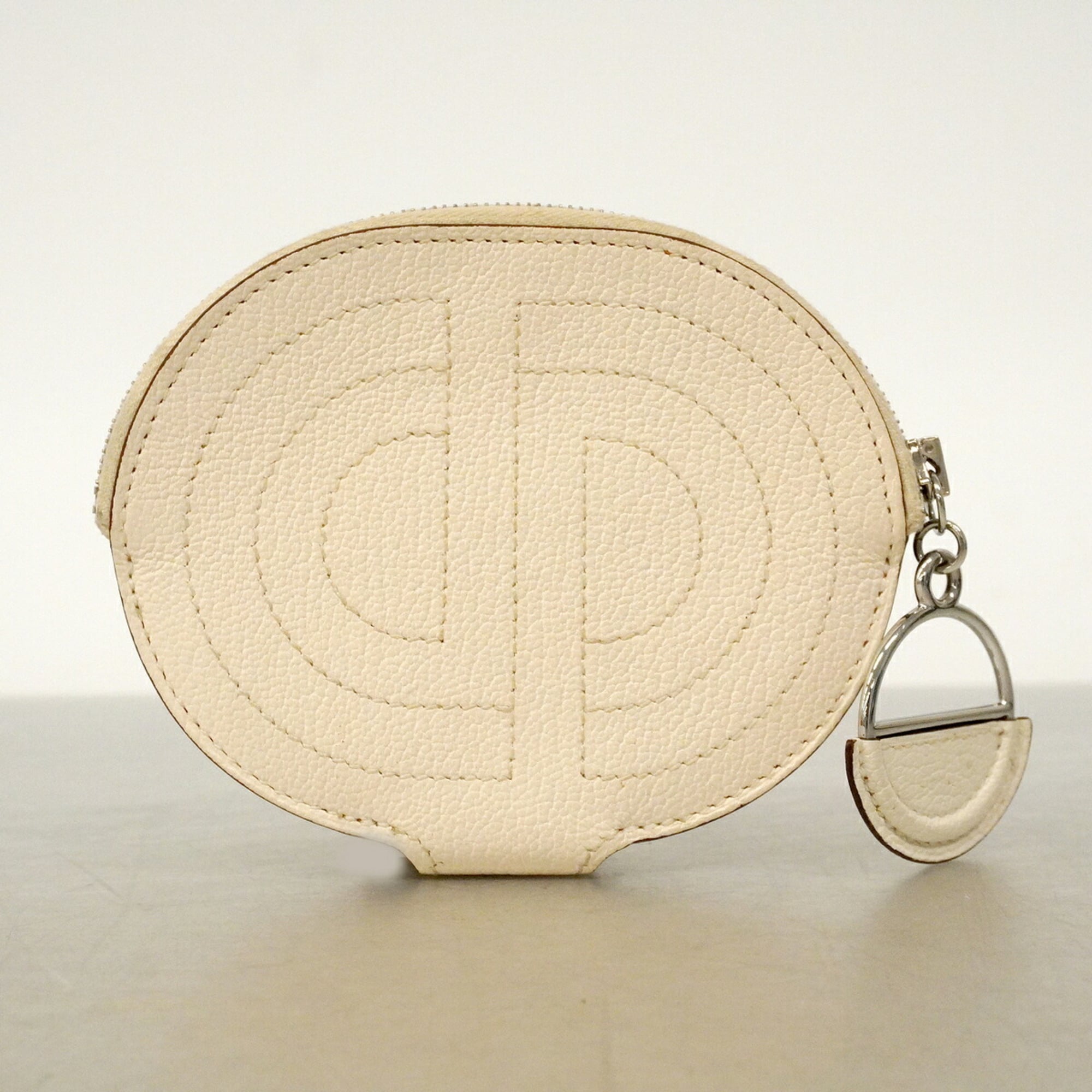 Hermes White Chevre Myzore Leather Coin Purse/Coin Case (Pre-Owned)