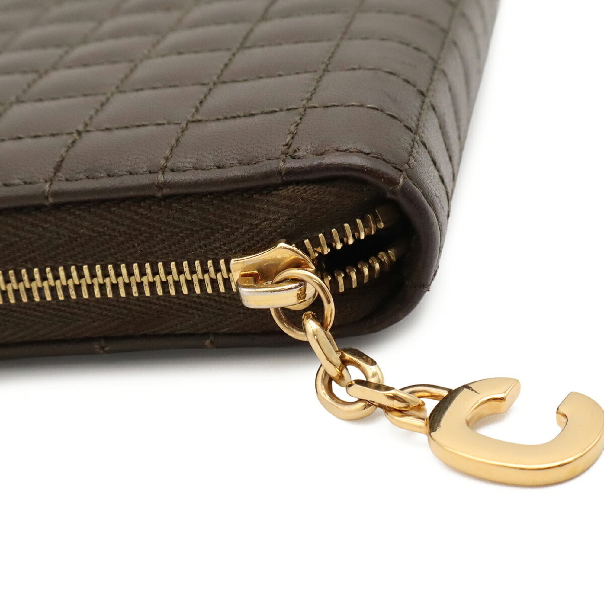 Celine Olive Leather Long Wallet (Bi-Fold) (Pre-Owned)