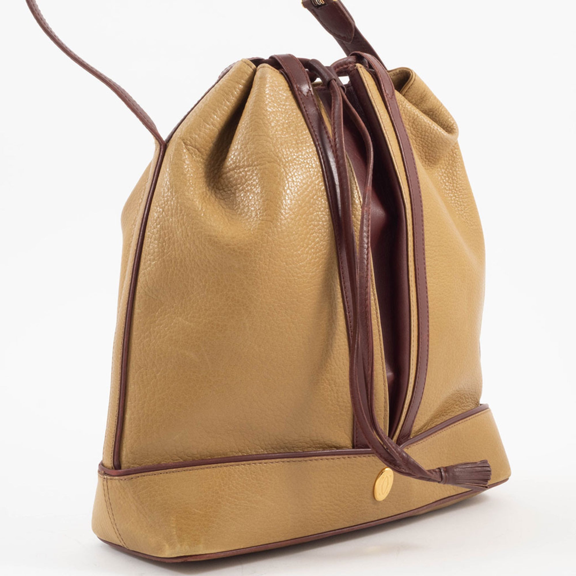 Cartier Must Bordeaux Mustard Leather Shoulder Bag (Pre-Owned)