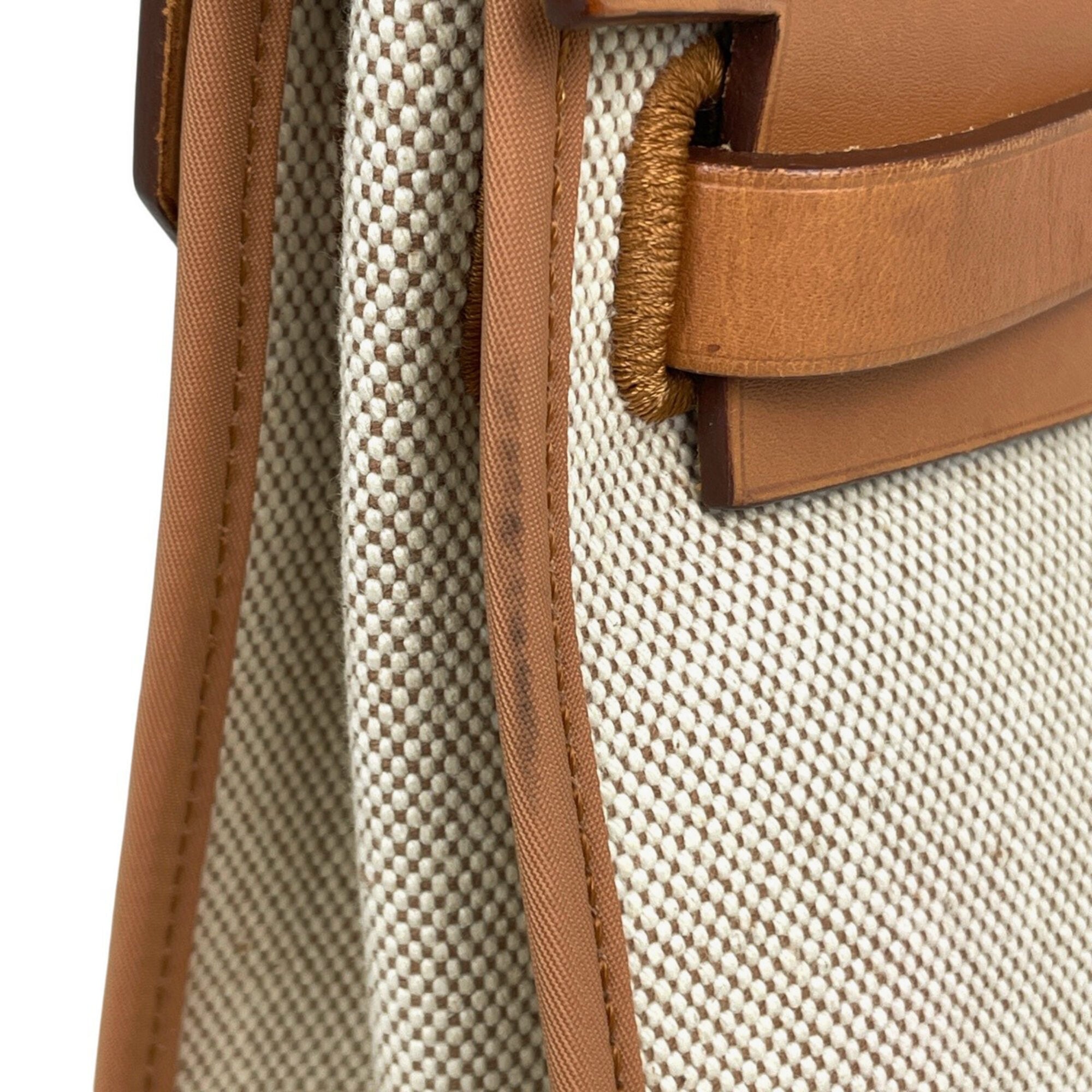 Hermes Brown Natural Toile H Leather Handbag Pouch Shoulder Bag (Pre-Owned)