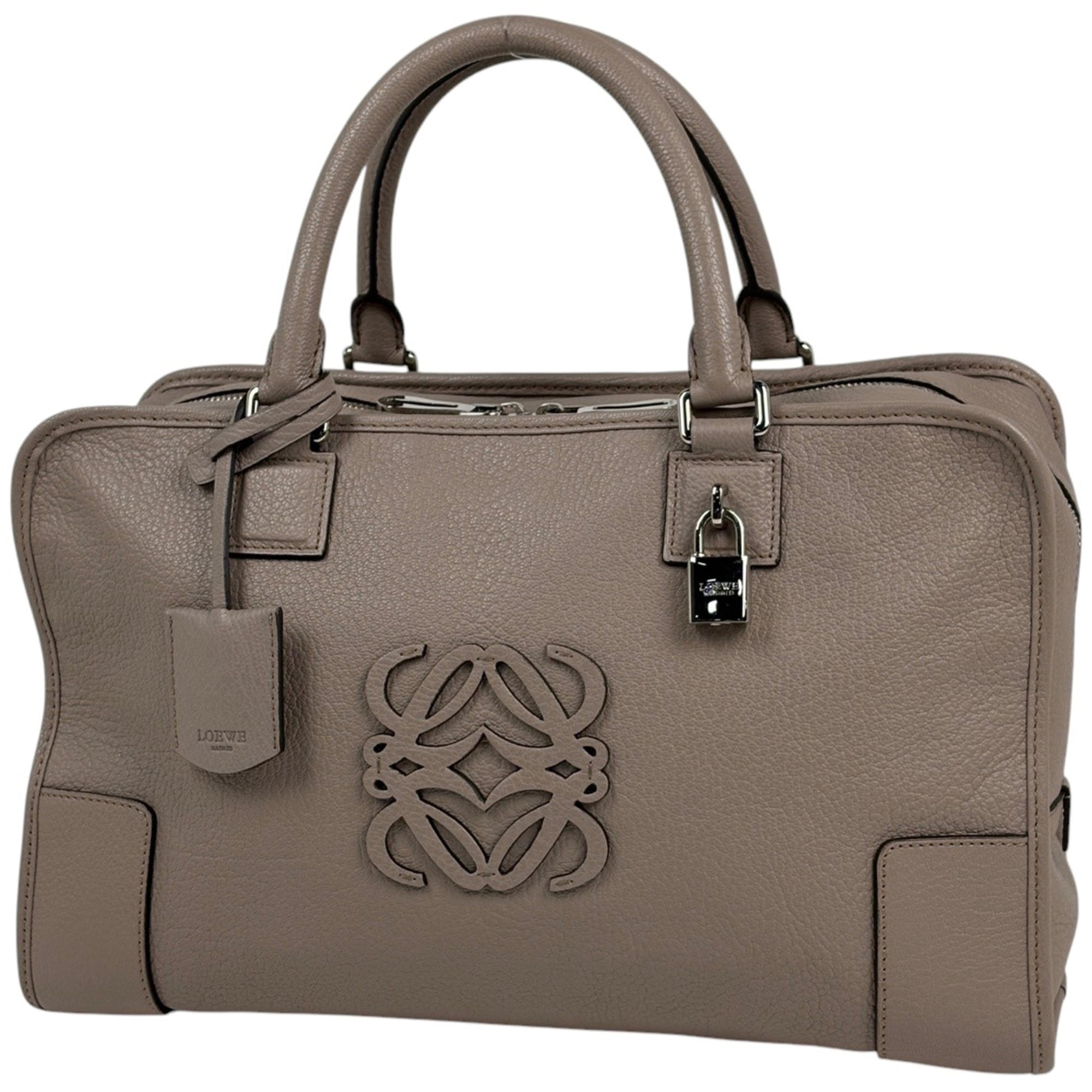Loewe Amazona Grayish Leather Boston Bag (Pre-Owned)