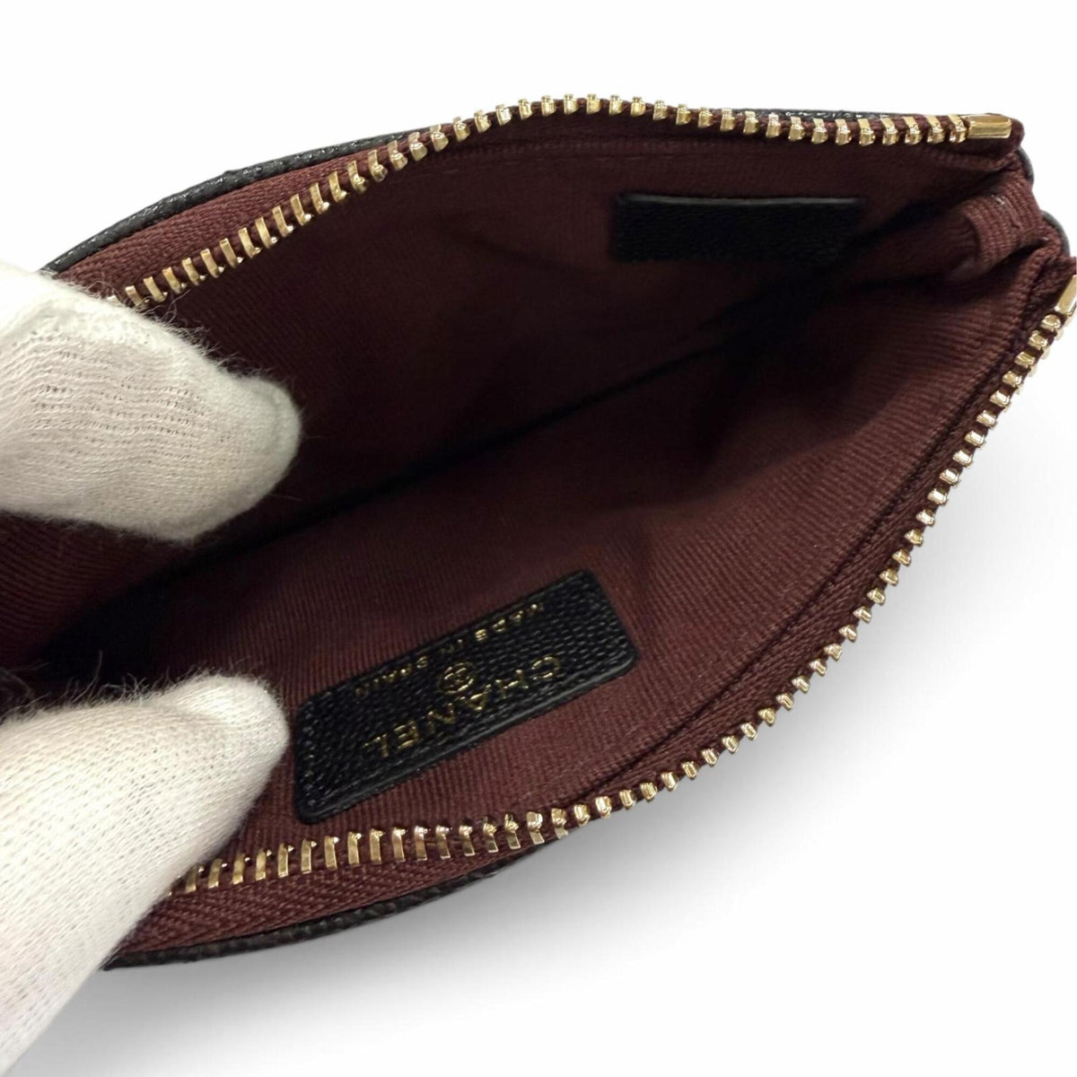 Chanel Black Burgundy Leather Pouch (Pre-Owned)