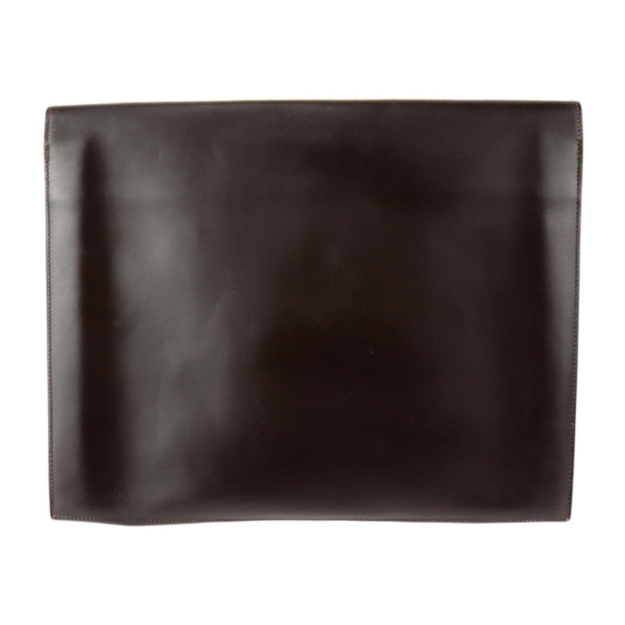 Hermes Dark Brown Box Calf Leather Clutch Bag Handbag (Pre-Owned)