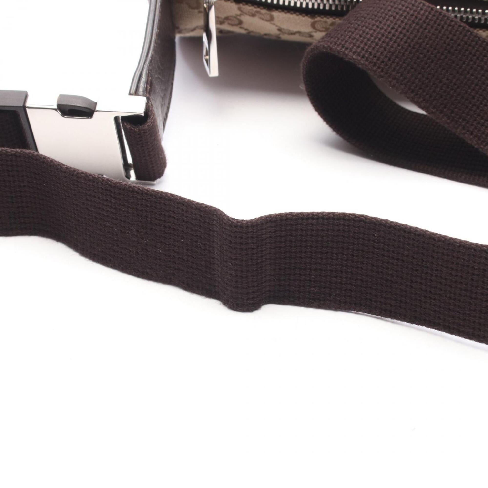 Gucci Beige Brown Gg Canvas Leather Fanny Pack (Pre-Owned)