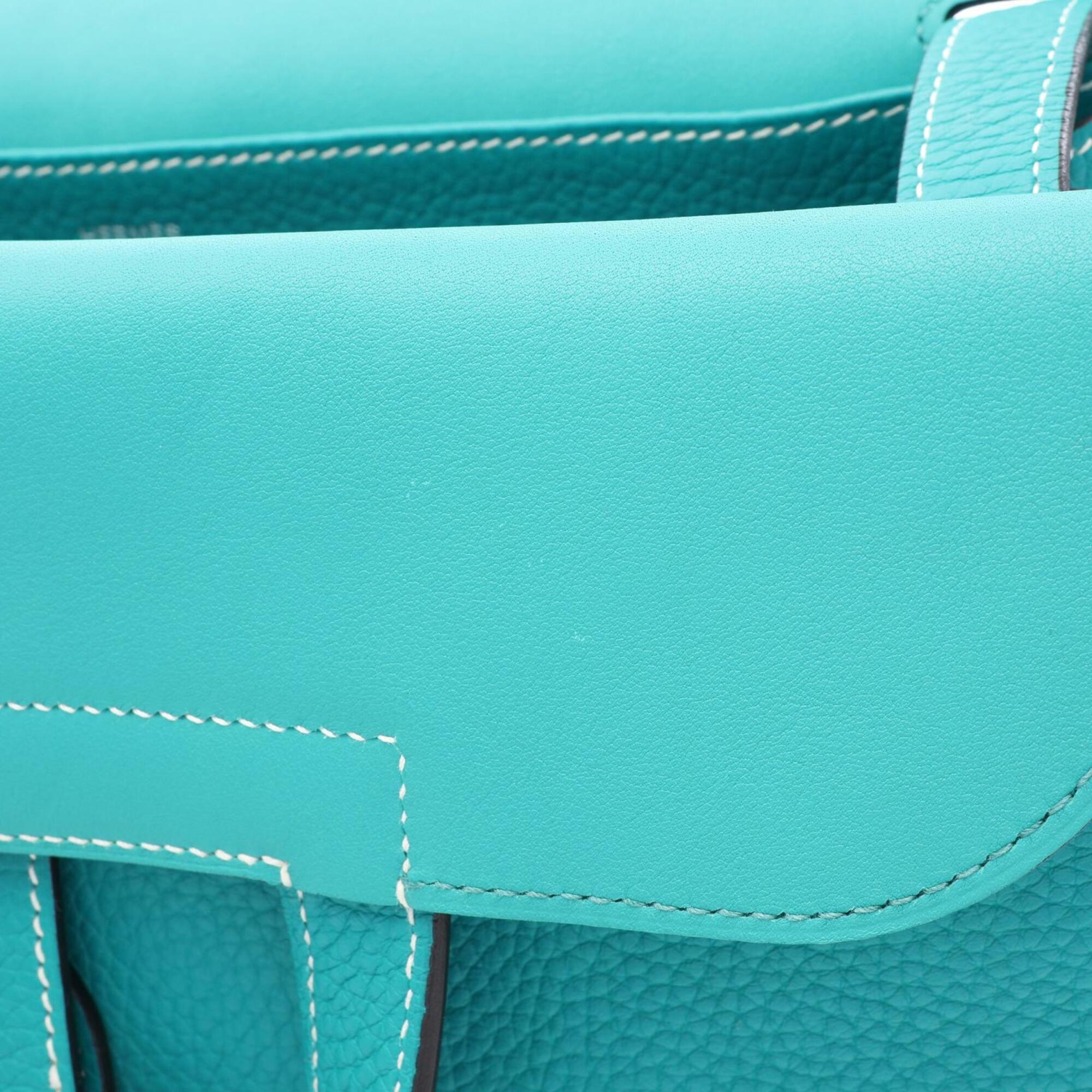 Hermes Blue Green Taurillon Clemence Leather Handbag (Pre-Owned)