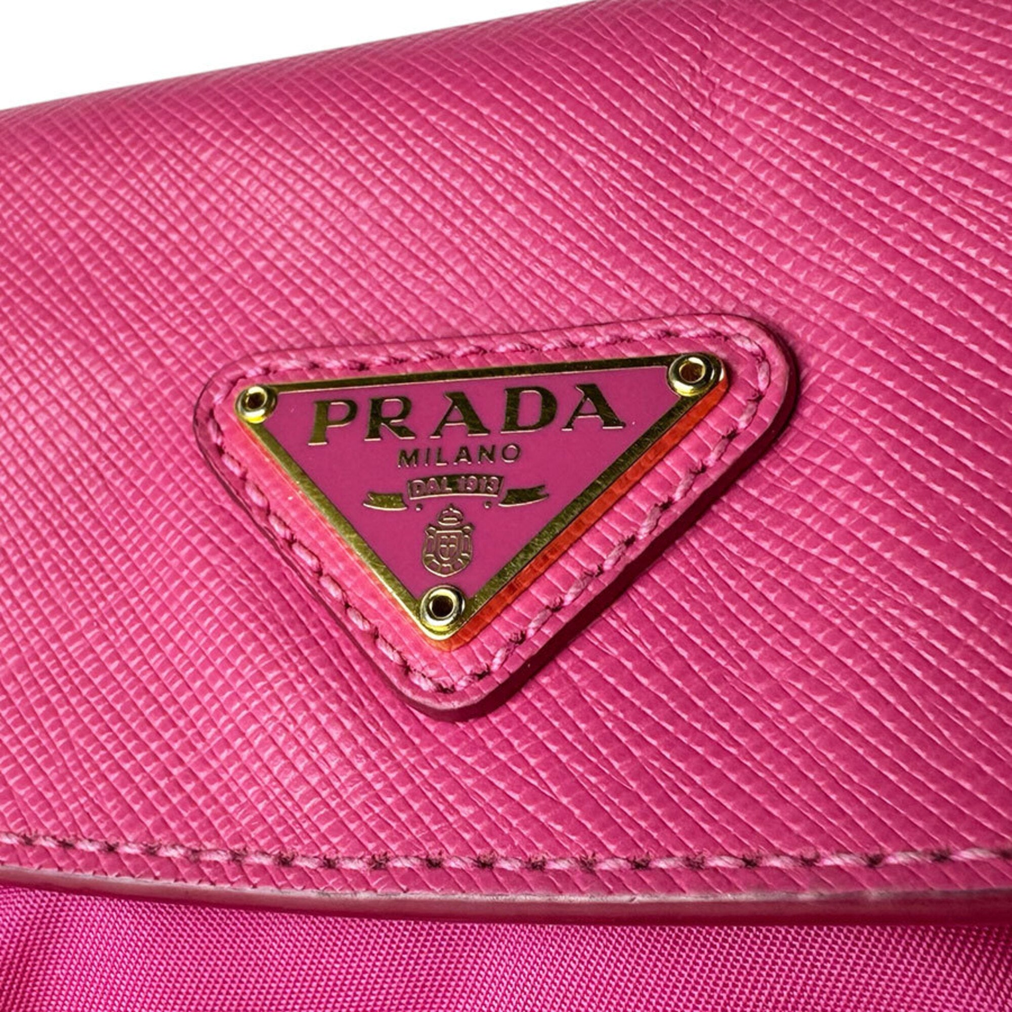Prada Pink Nylon Leather Shoulder Bag (Pre-Owned)