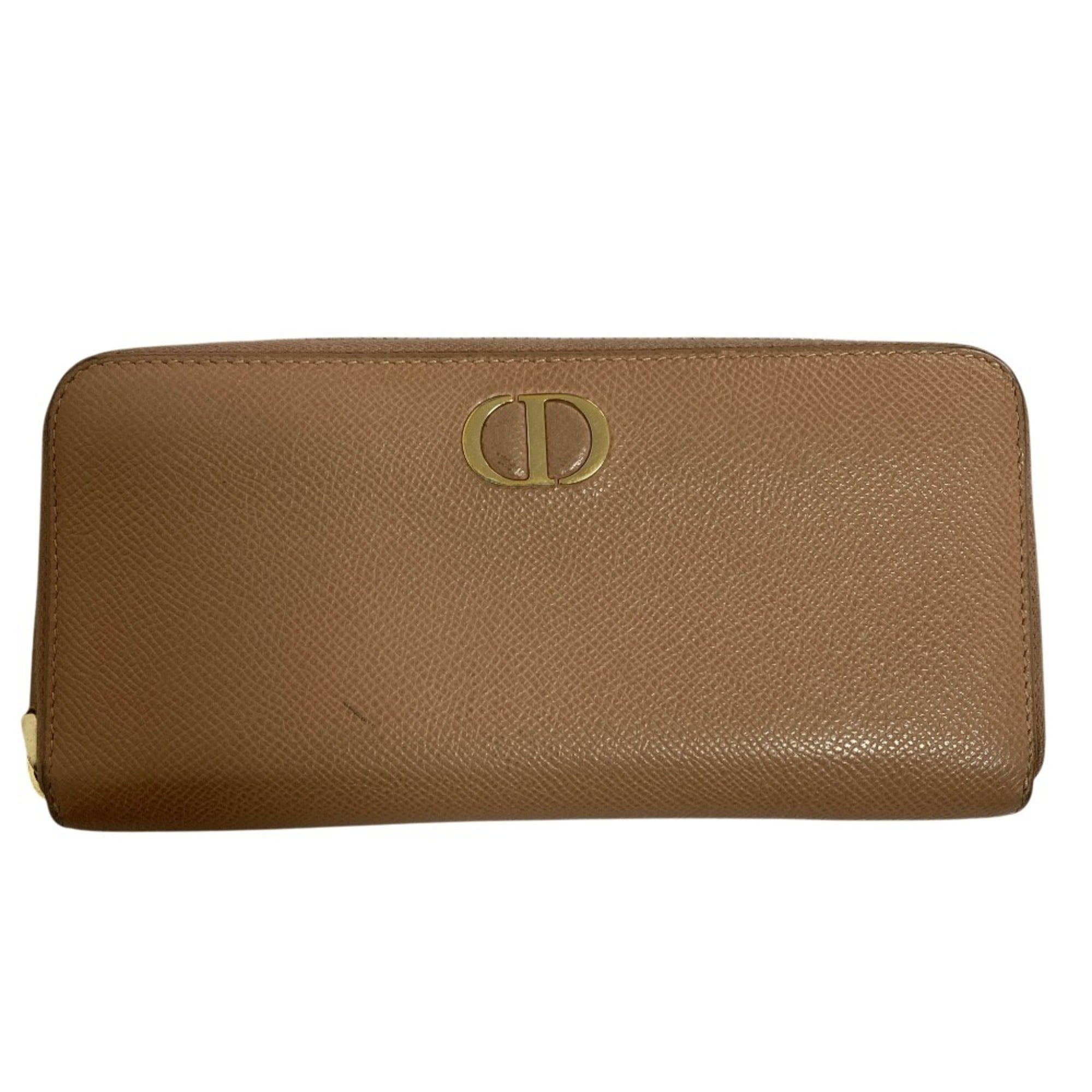 Christian Dior Beige Leather Long Wallet (Bi-Fold) (Pre-Owned)