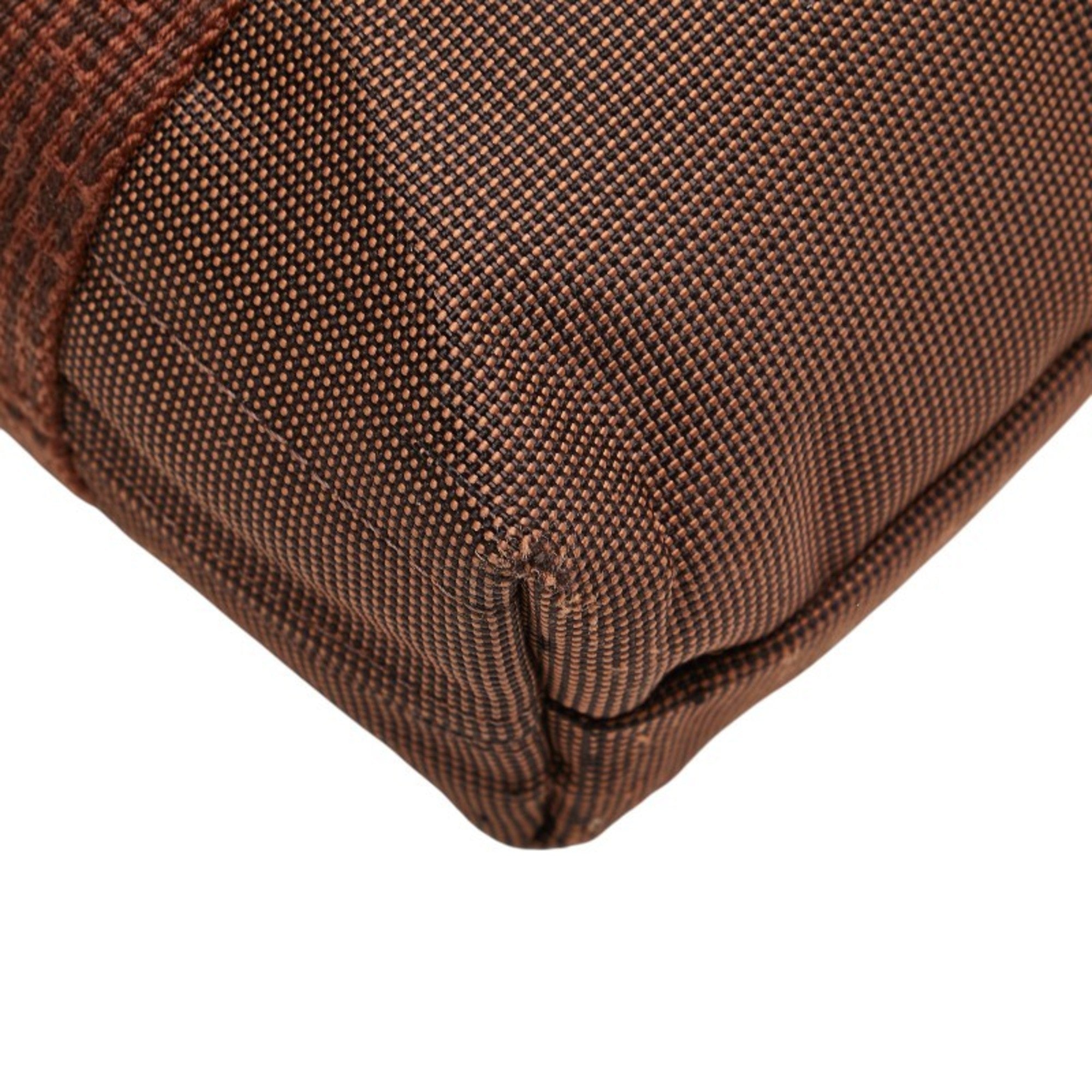 Hermes Her Line Brown Canvas Handbag Tote Bag (Pre-Owned)