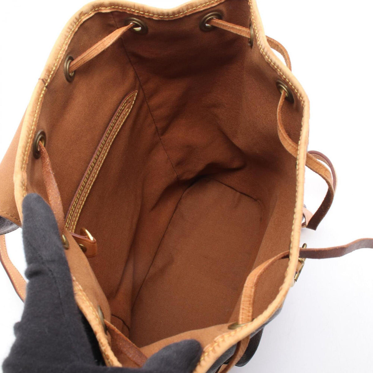 Louis Vuitton Brown Coated Canvas Leather Backpack Handbag (Pre-Owned)
