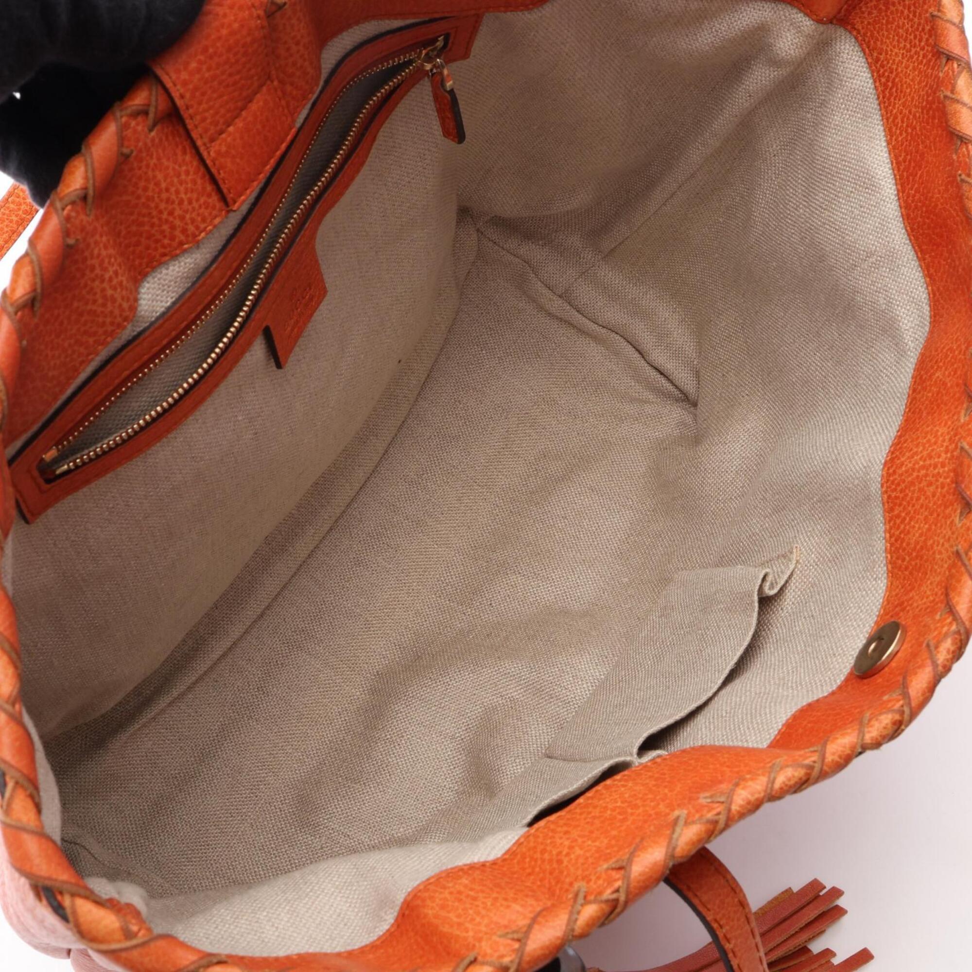Gucci Orange Leather Handbag Tote Bag (Pre-Owned)