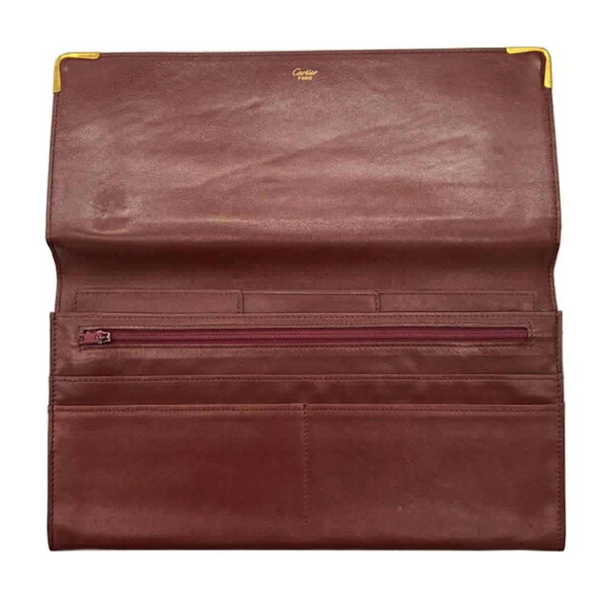 Cartier Bordeaux Leather Clutch Bag (Pre-Owned)