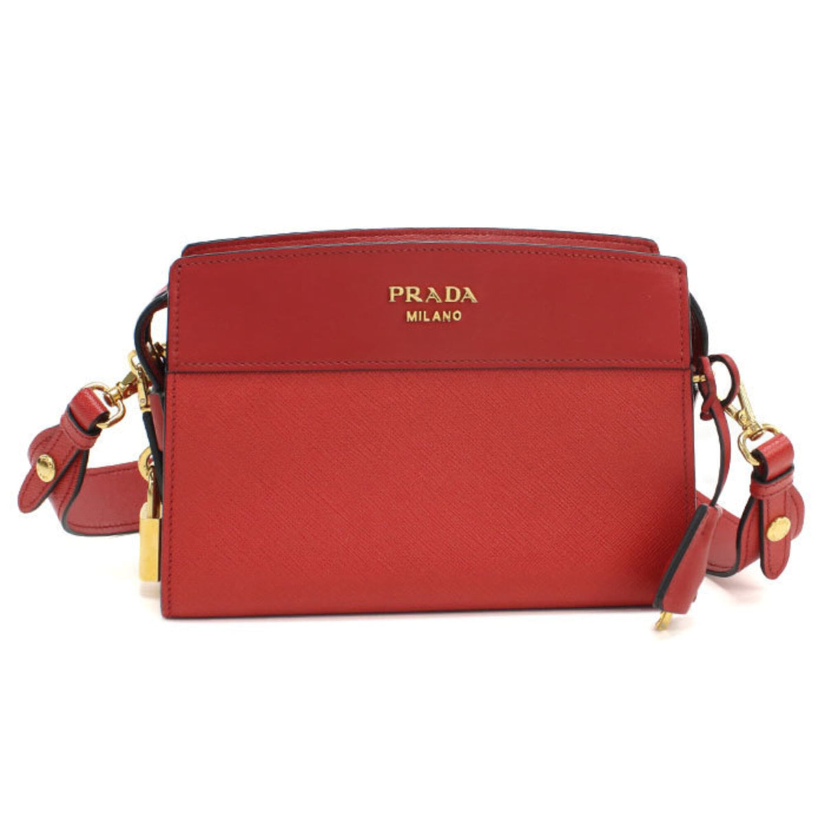 Prada Red Color Leather Shoulder Bag (Pre-Owned)