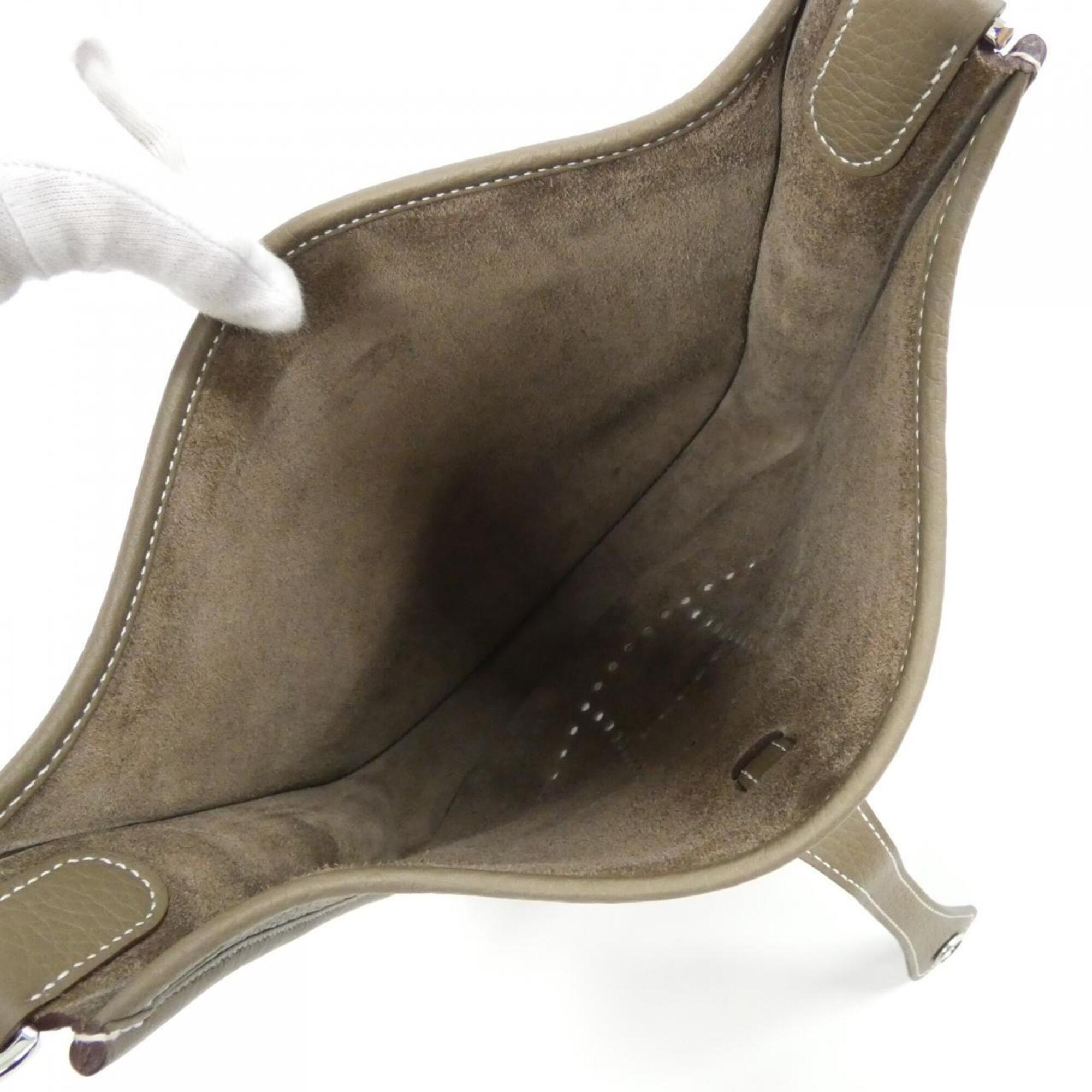 Hermes Etoupe Gray Taurillon Clemence Leather Shoulder Bag (Pre-Owned)