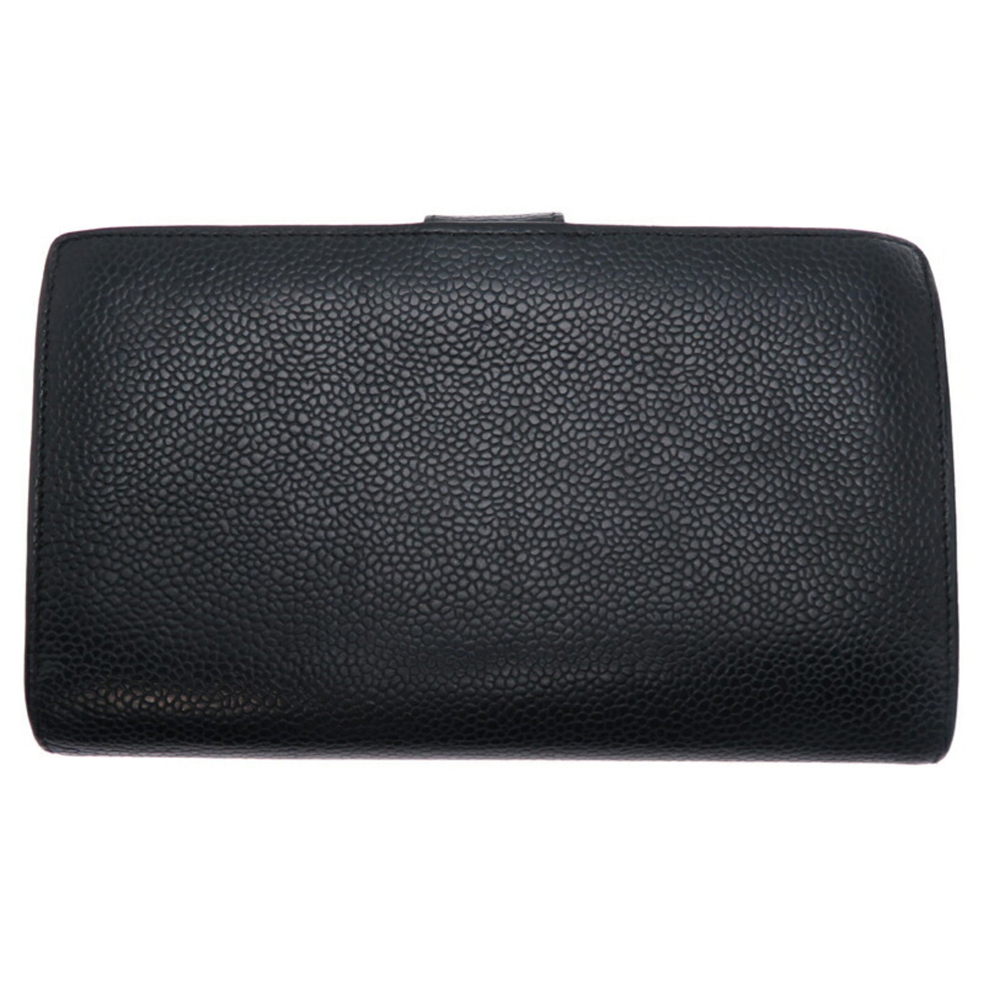 Chanel Black Grained Calfskin Long Wallet (Bi-Fold) (Pre-Owned)