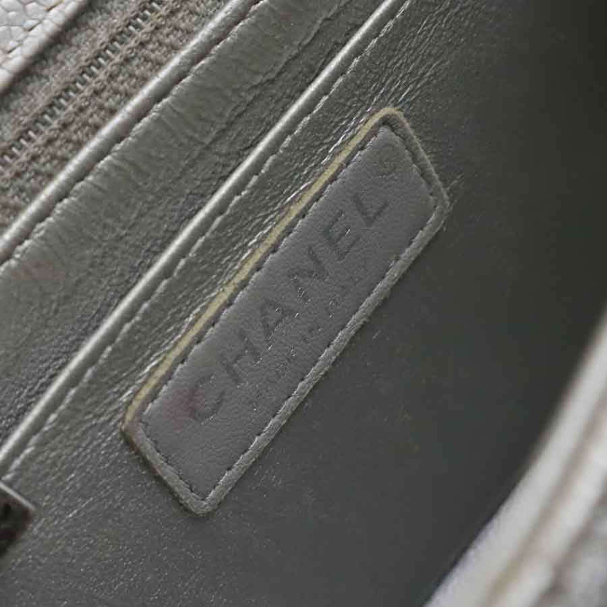 Chanel Metallic Gray Grained Calfskin Shoulder Bag (Pre-Owned)