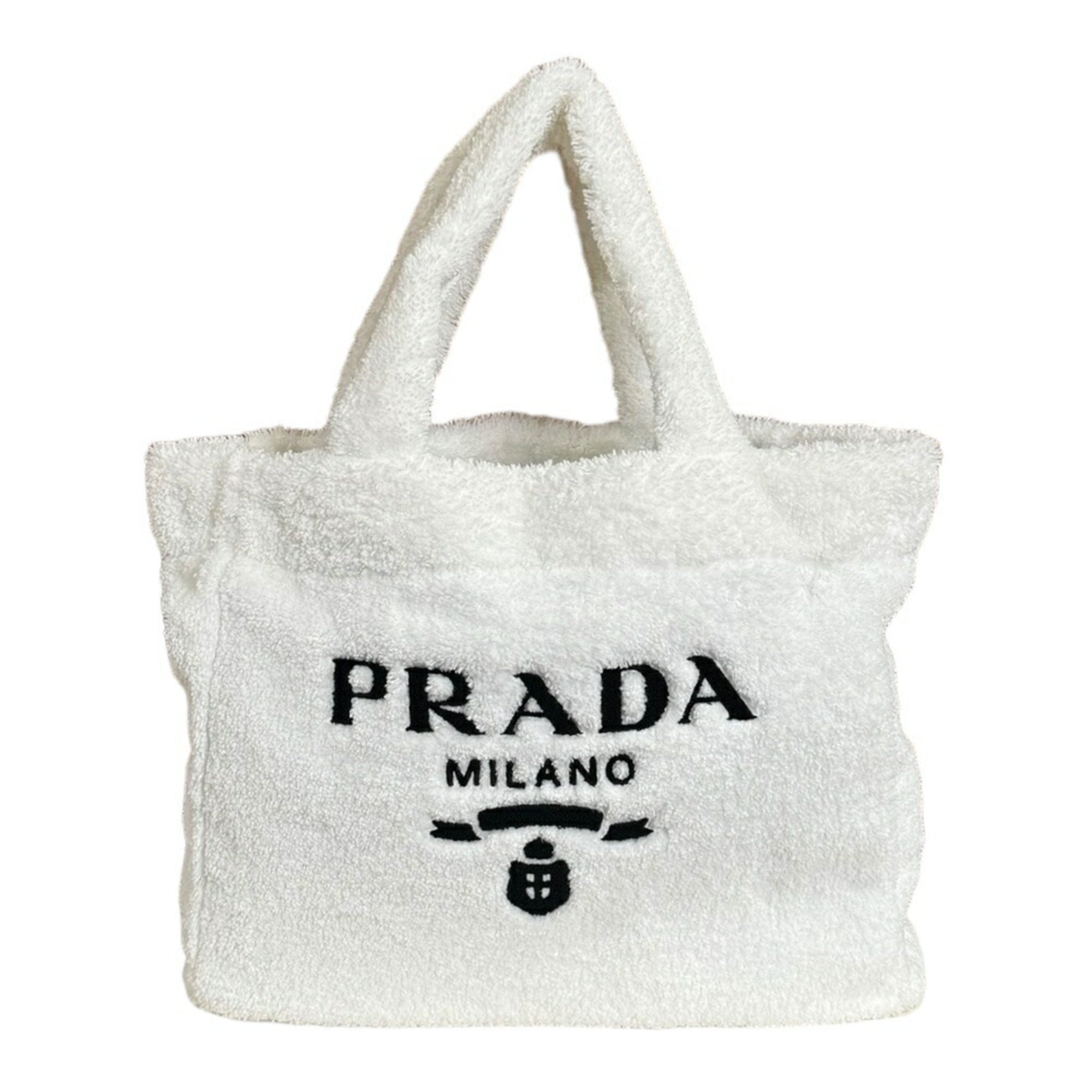 Prada White Pile Fabric Tote Bag (Pre-Owned)