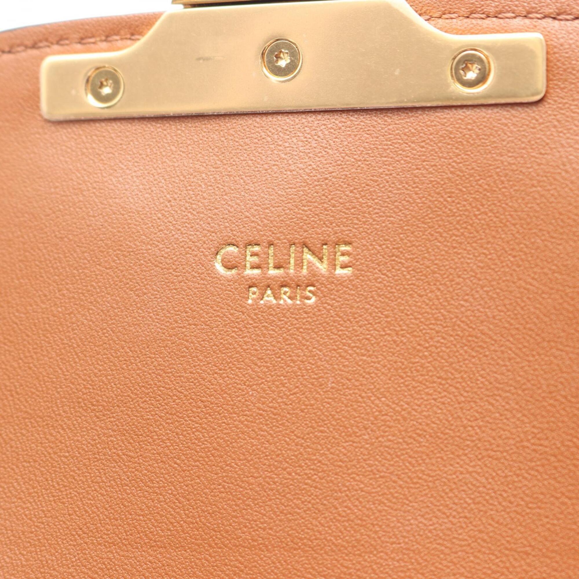 Celine Beige Brown White Coated Canvas Leather Handbag Shoulder Bag (Pre-Owned)