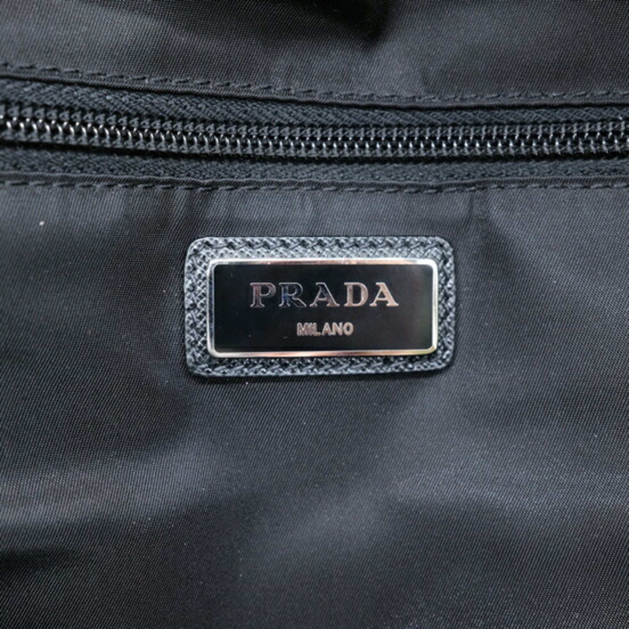 Prada Black Blue Nylon Leather Backpack (Pre-Owned)