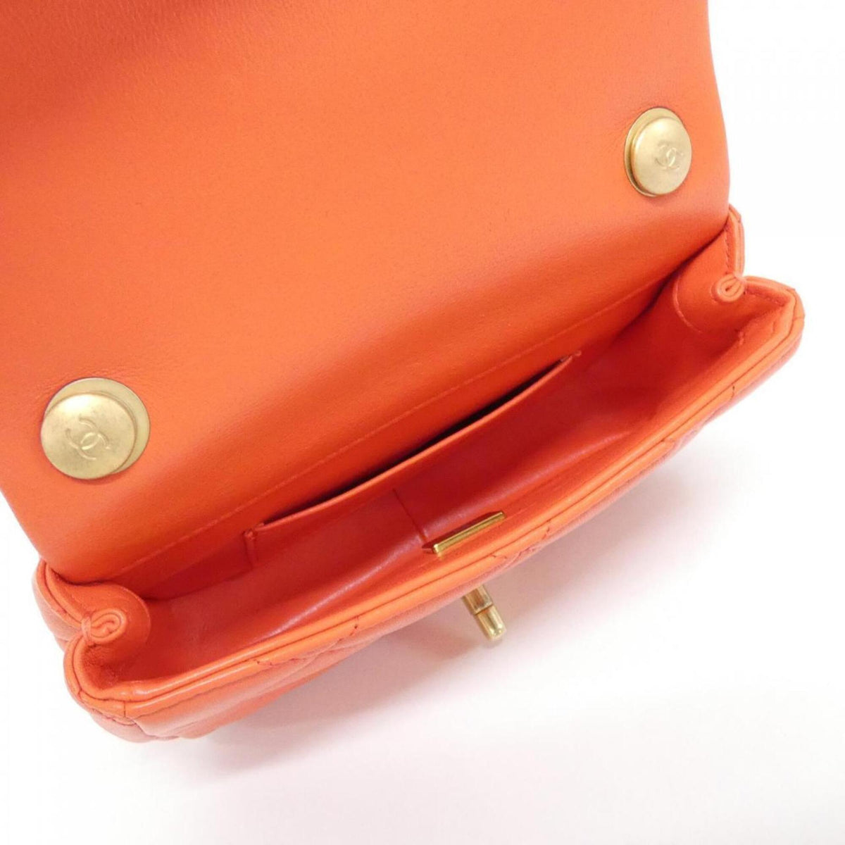 Chanel Orange Artificial Pearl Leather Shoulder Bag (Pre-Owned)